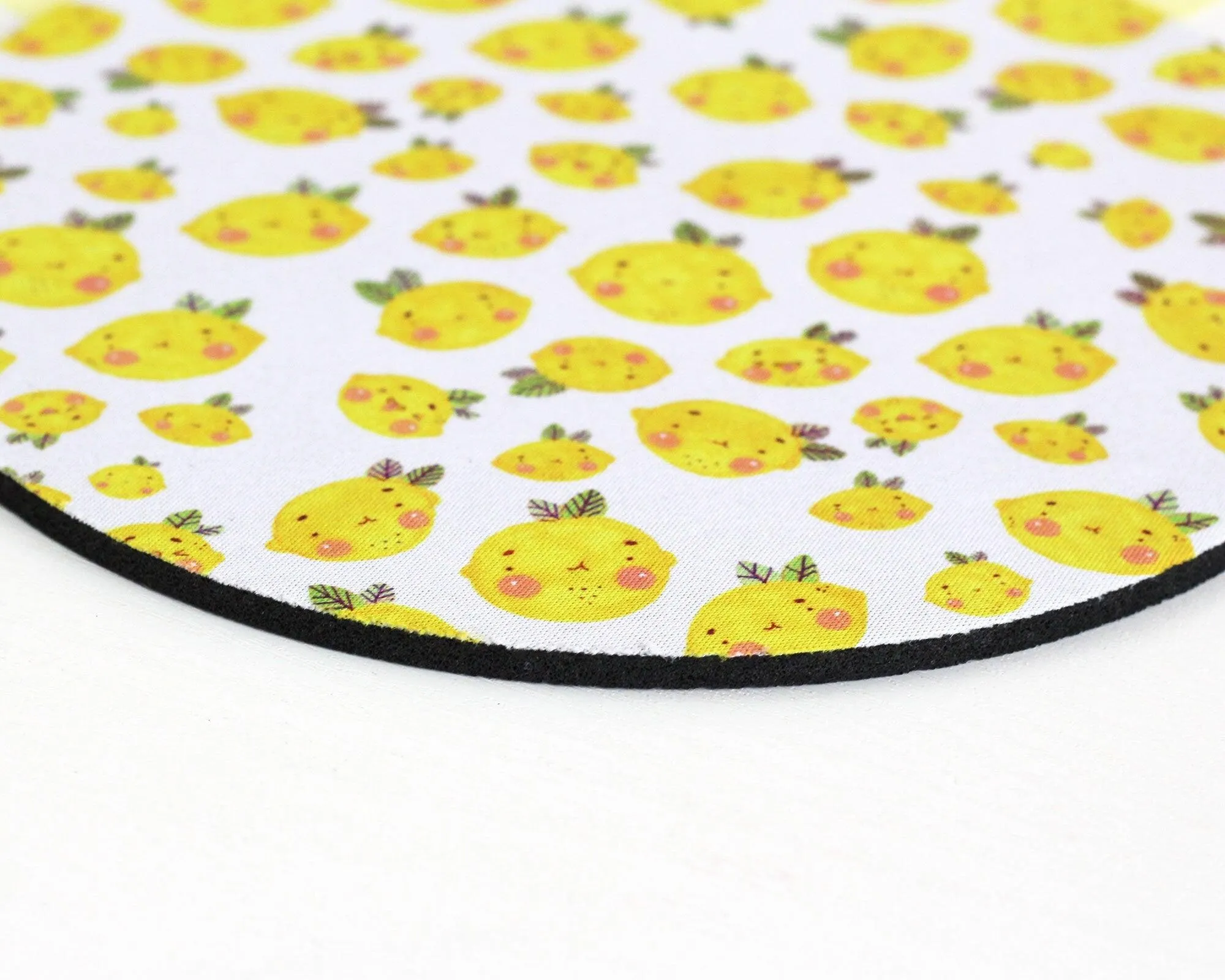 Lemon Mouse Pad | Cute Round Desk Mat for Lemon-Themed Desk Decor | Adorable Citrus Office Accessory