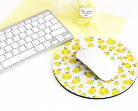 Lemon Mouse Pad | Cute Round Desk Mat for Lemon-Themed Desk Decor | Adorable Citrus Office Accessory