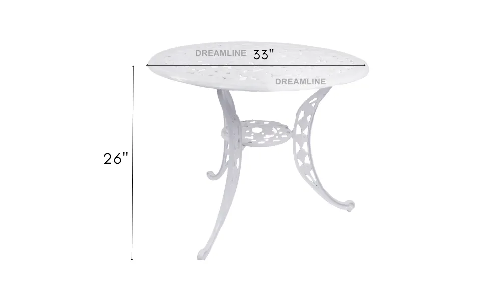 Lenz Cast Aluminium Garden Patio Seating 2 Chair and 1 Table Set