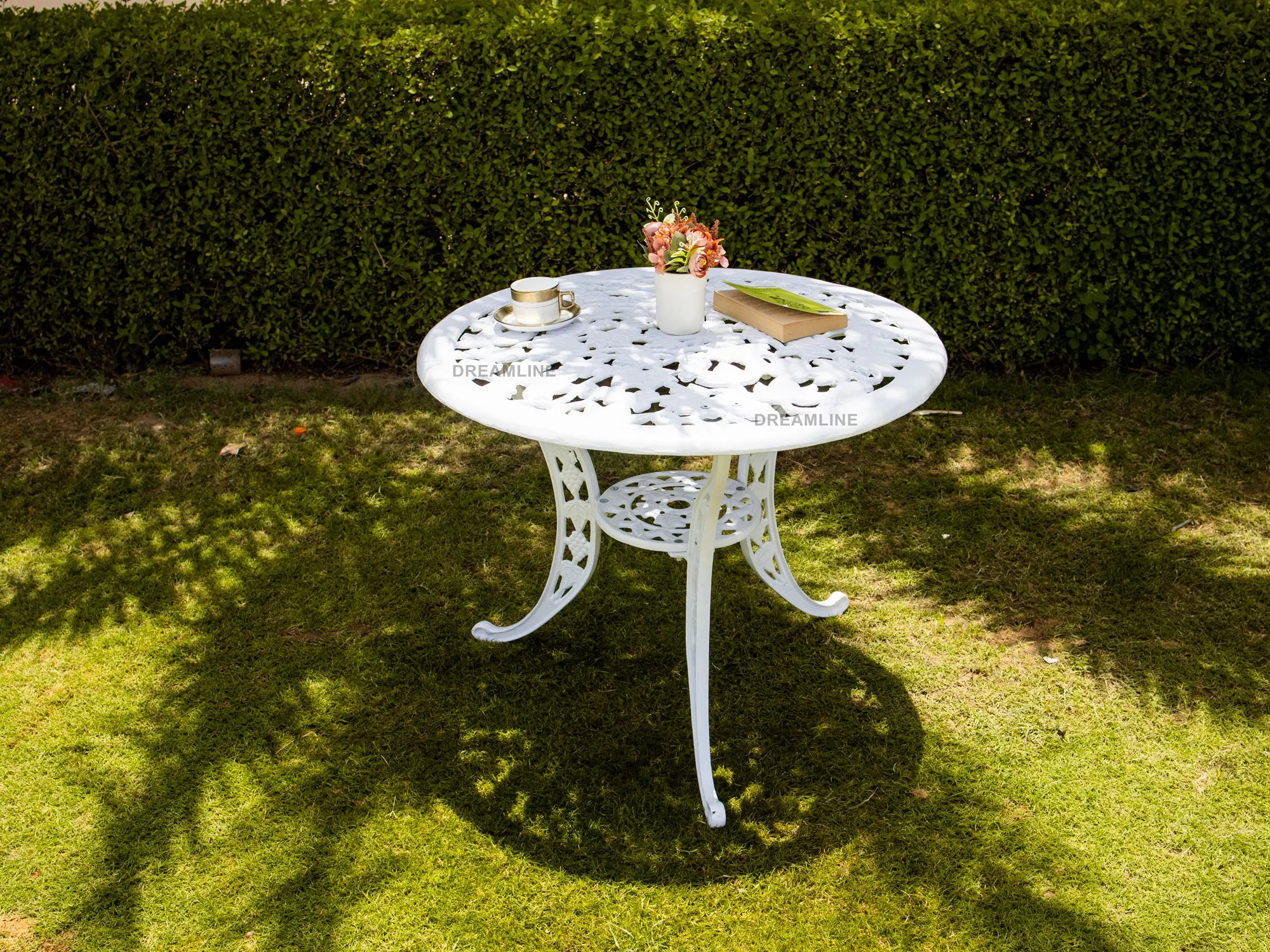 Lenz Cast Aluminium Garden Patio Seating 2 Chair and 1 Table Set