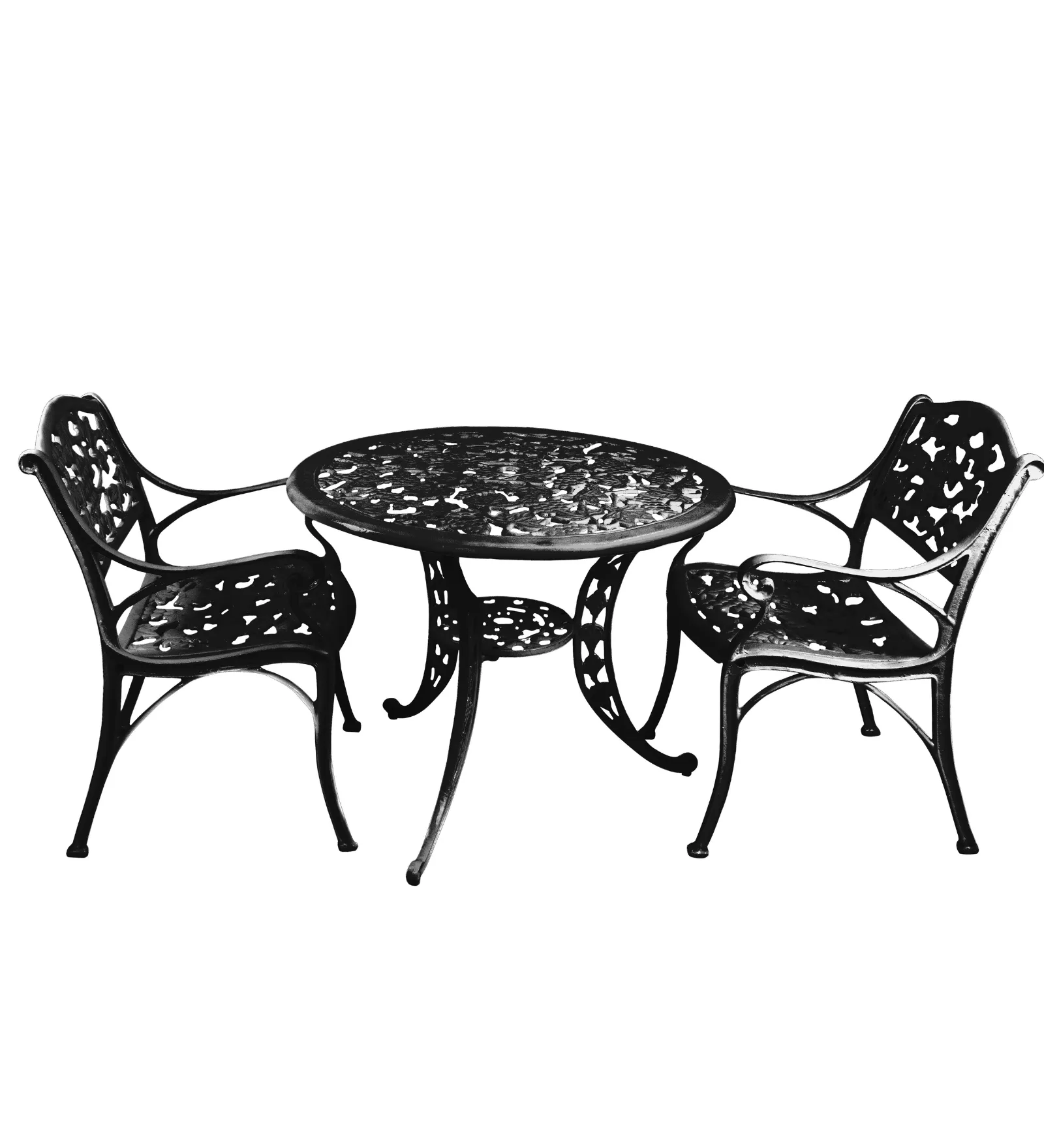 Lenz Cast Aluminium Garden Patio Seating 2 Chair and 1 Table Set