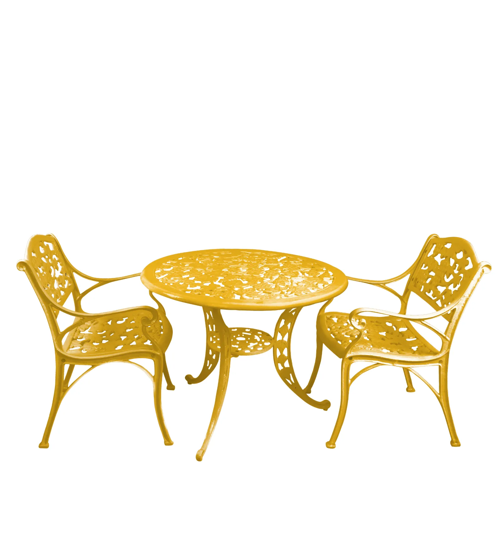 Lenz Cast Aluminium Garden Patio Seating 2 Chair and 1 Table Set