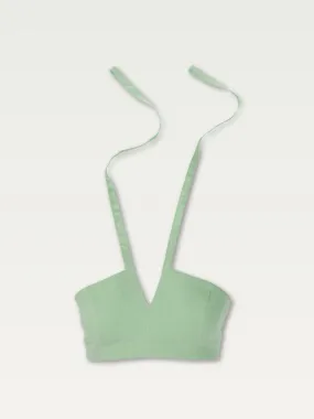 Linen V-Neck Halter in Eucalyptus