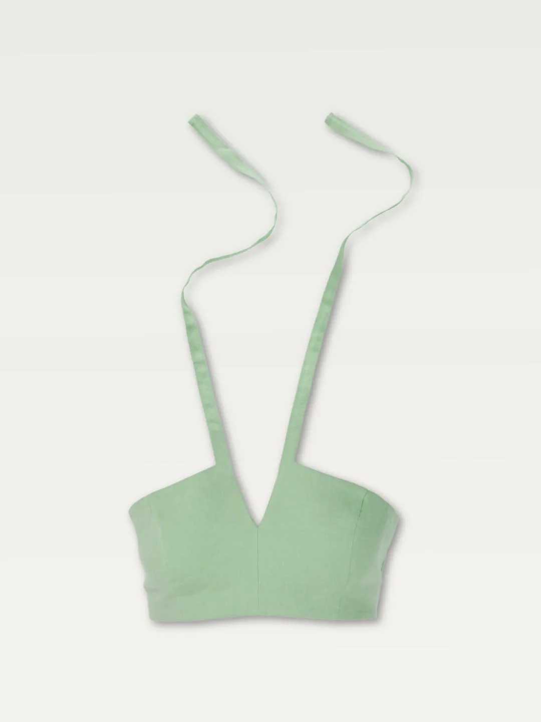 Linen V-Neck Halter in Eucalyptus