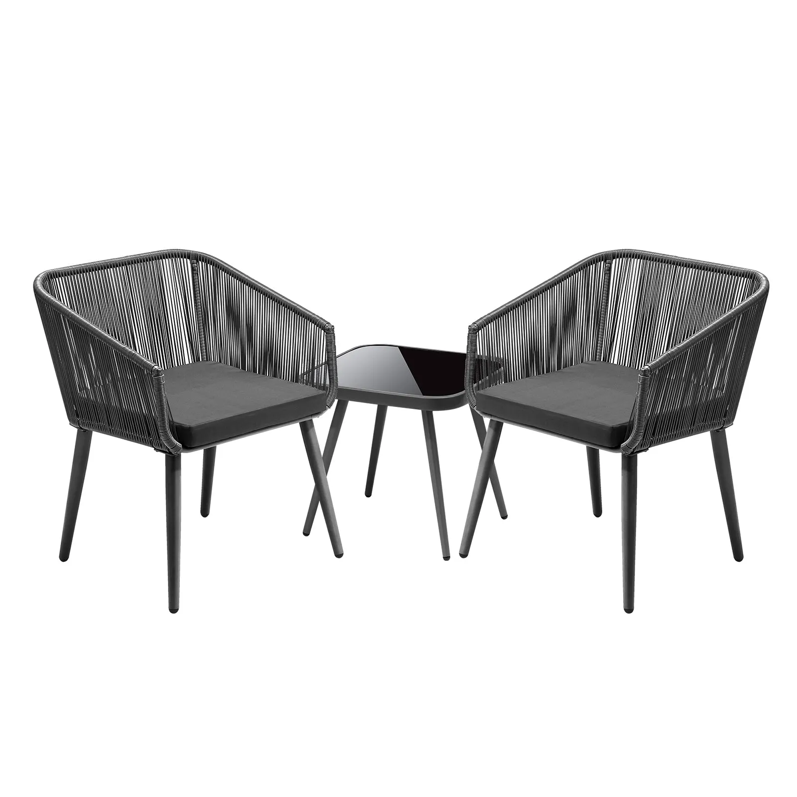 Livsip Outdoor Furniture 3 Piece Lounge Setting Chairs Side Table Bistro Set Pat