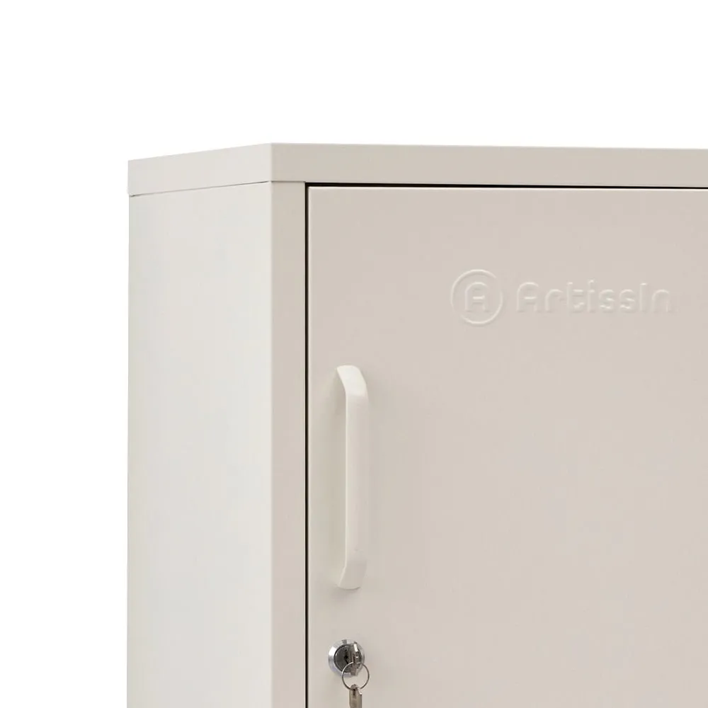 Metal Locker Style Bedside Table - White