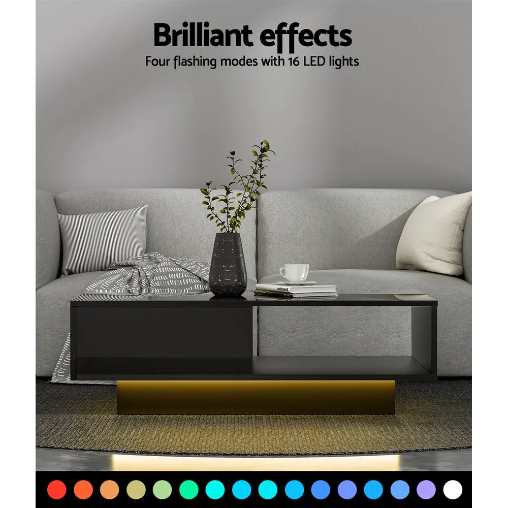 Modern LED Coffee Table, Storage, Gloss Finish - Artiss