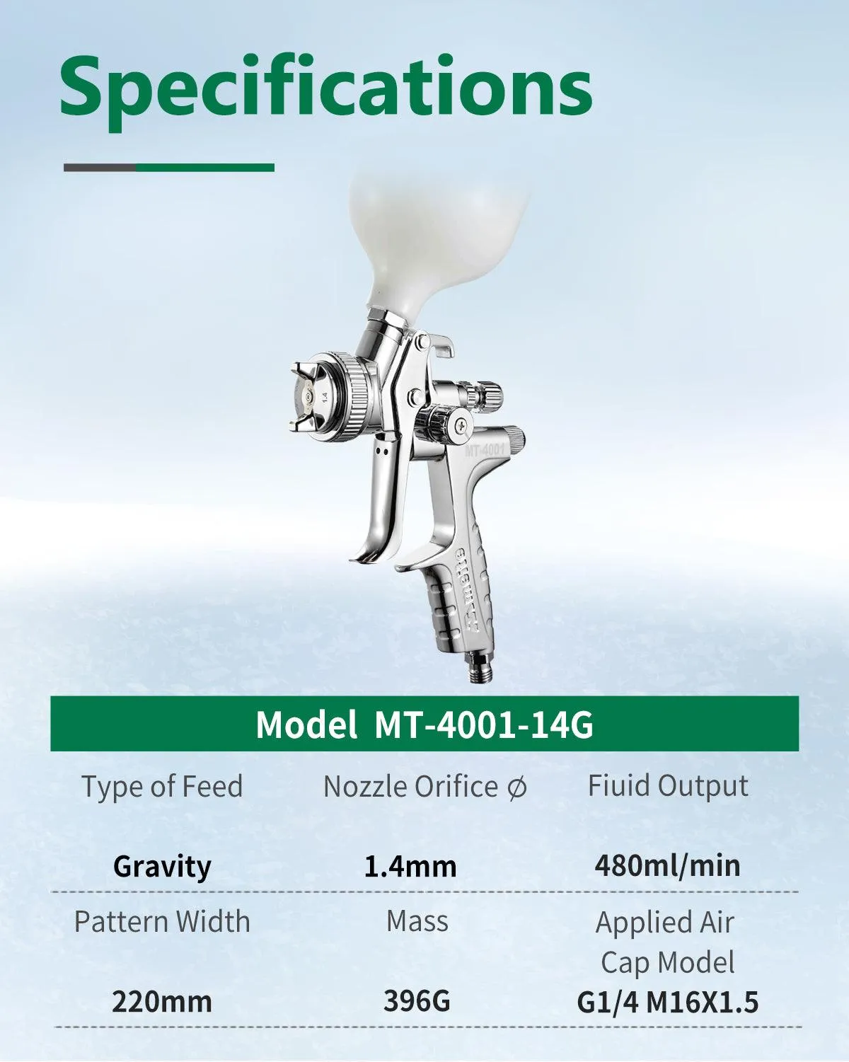 Nozzle Gravity Feed Air Spray Gun (1.4 mm & 1.7 mm)