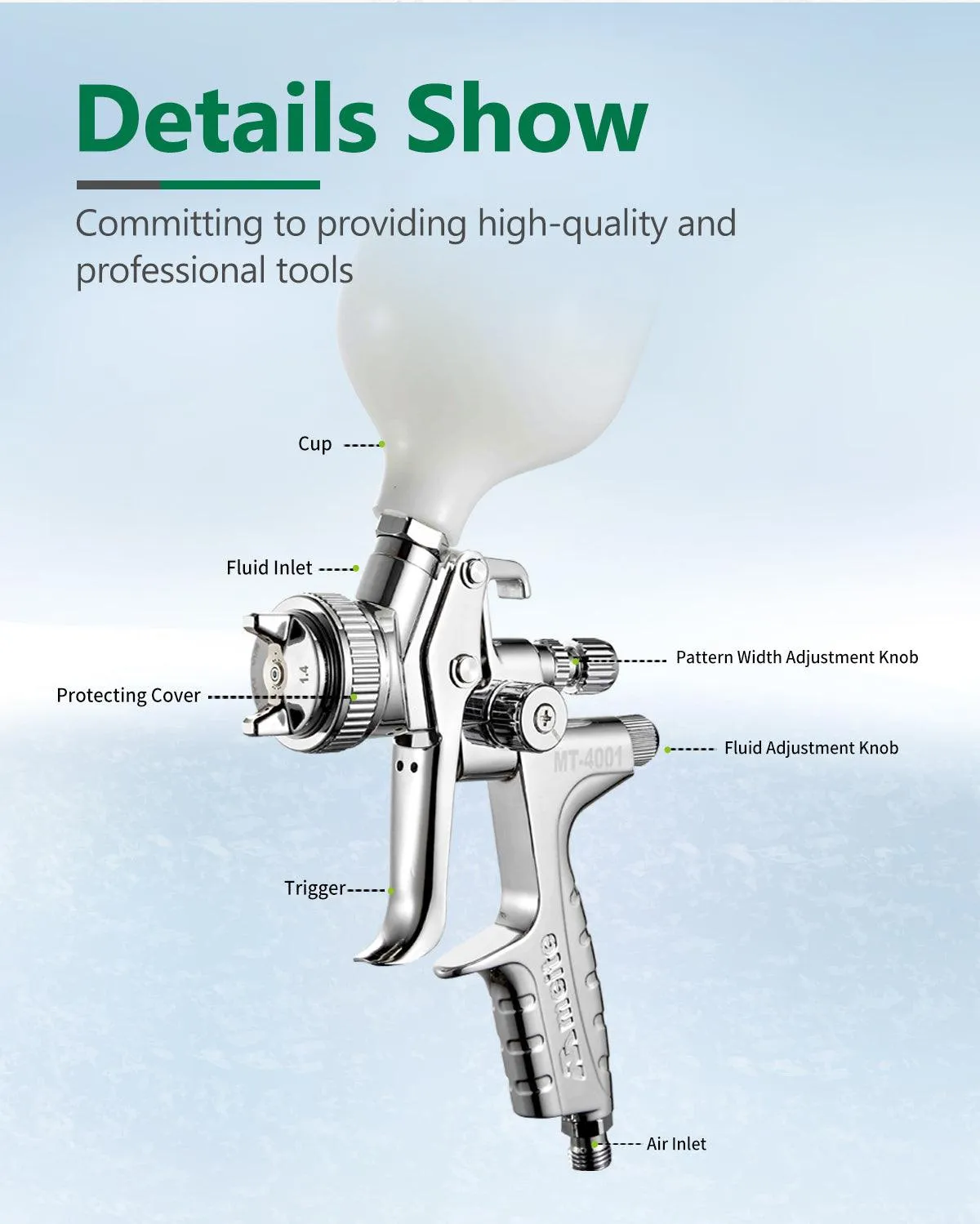 Nozzle Gravity Feed Air Spray Gun (1.4 mm & 1.7 mm)