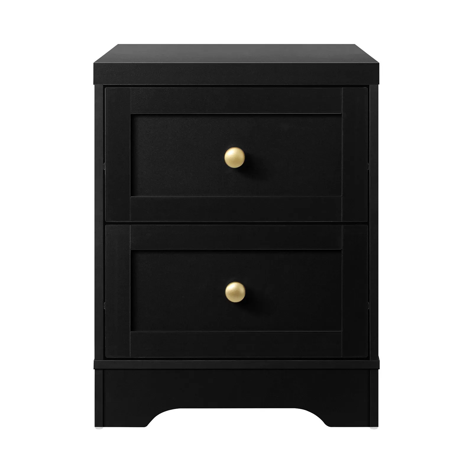 Oikiture 2 X Bedside Tables Hamptons Furniture Storage Cabinet Black