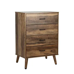 Oikiture 4 Chest of Drawers Storage Cabinet Tallboy Dresser Furniture Wooden