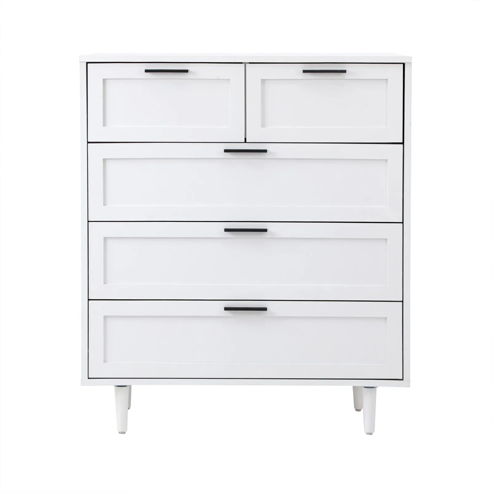 Oikiture 5 Chest of Drawers Dresser Chest Storage Cabinet Tallboy White