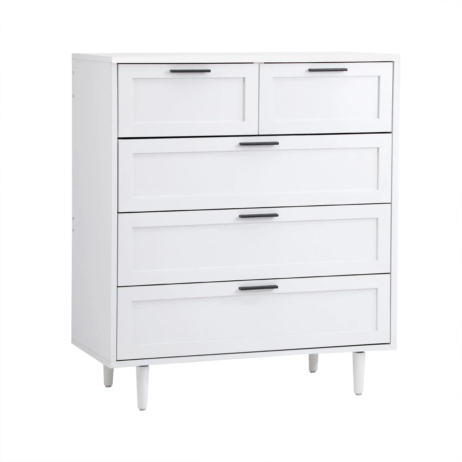 Oikiture 5 Chest of Drawers Dresser Chest Storage Cabinet Tallboy White