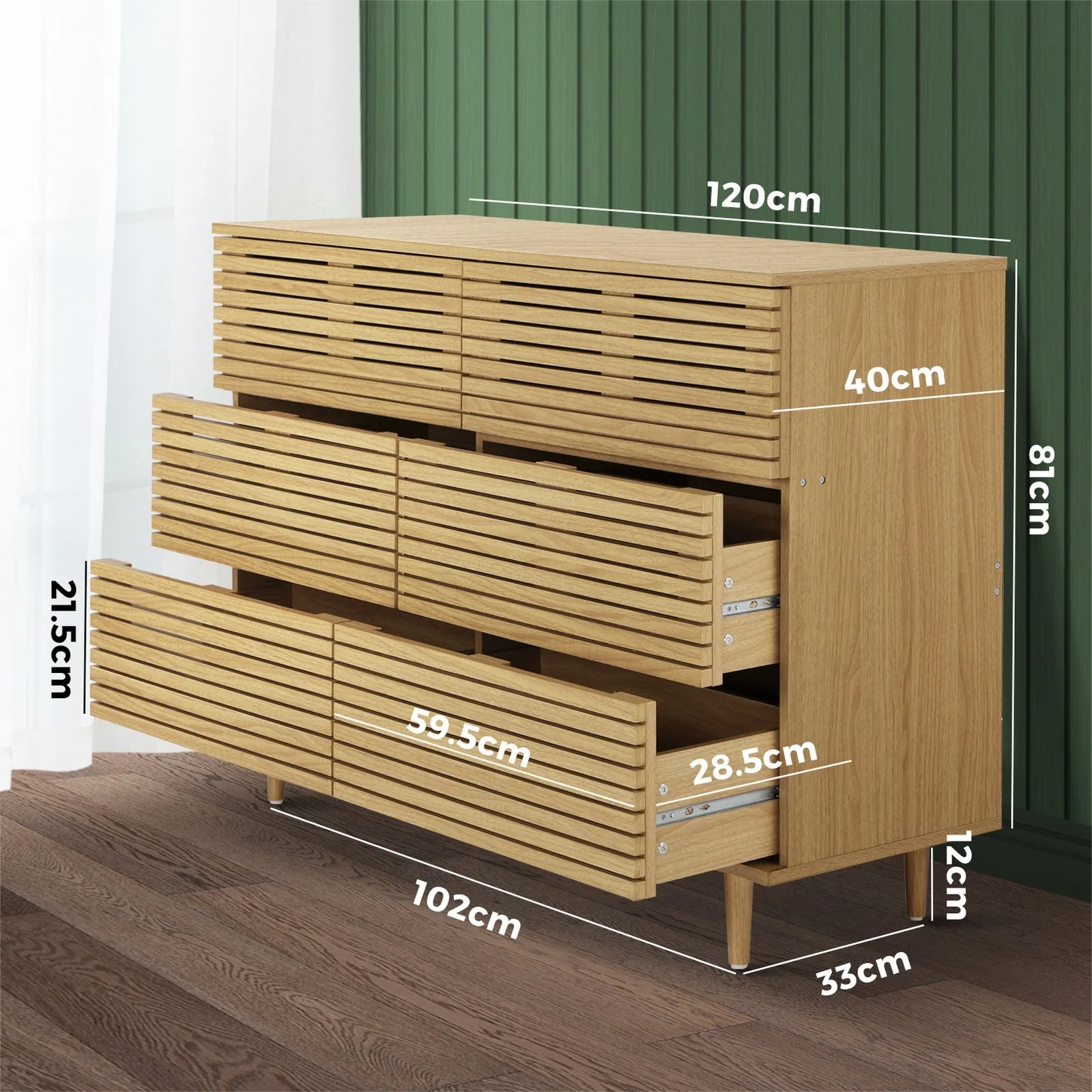 Oikiture 6 Chest of Drawers Tallboy Cabinet Bedroom Clothes Unique Furniture