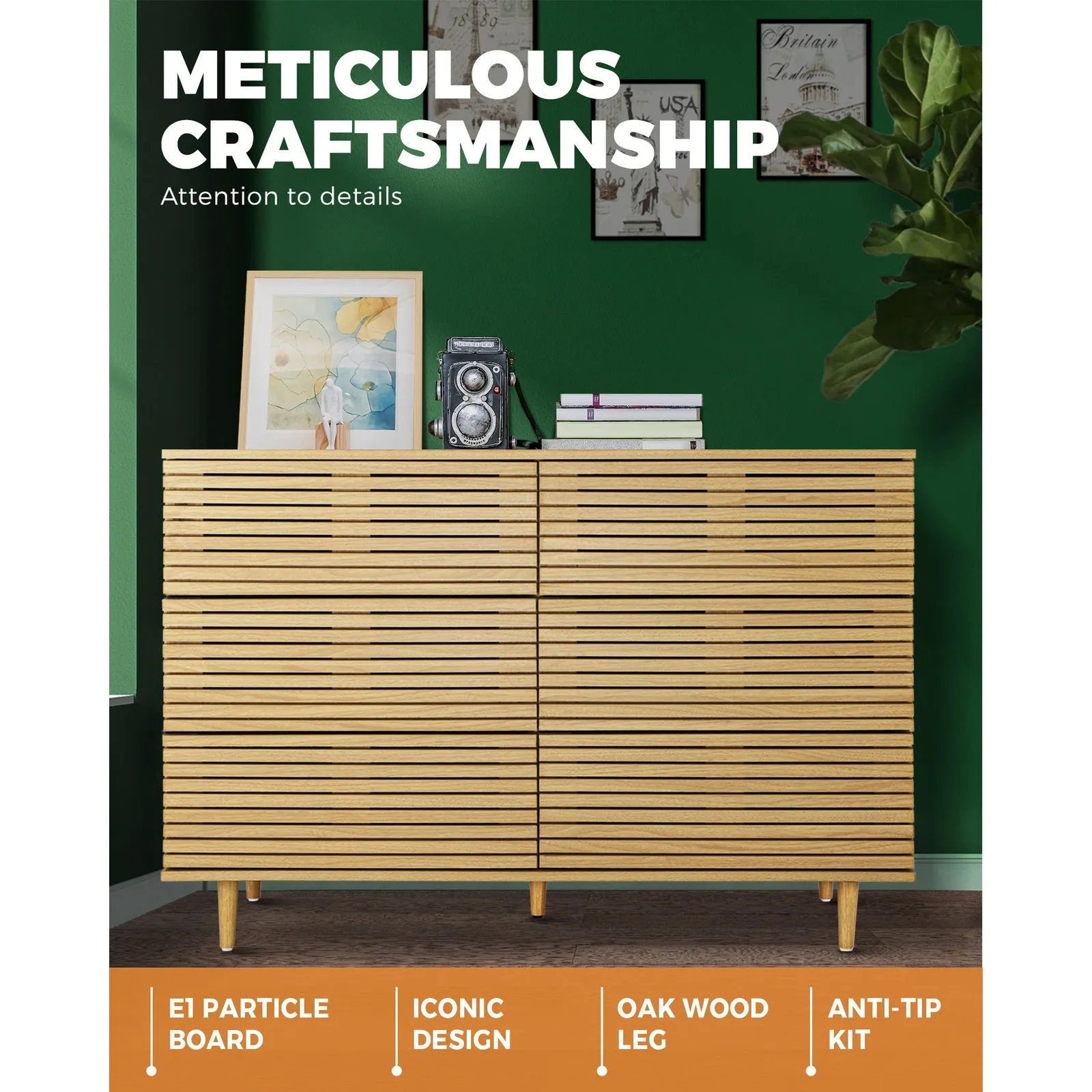 Oikiture 6 Chest of Drawers Tallboy Cabinet Bedroom Clothes Unique Furniture