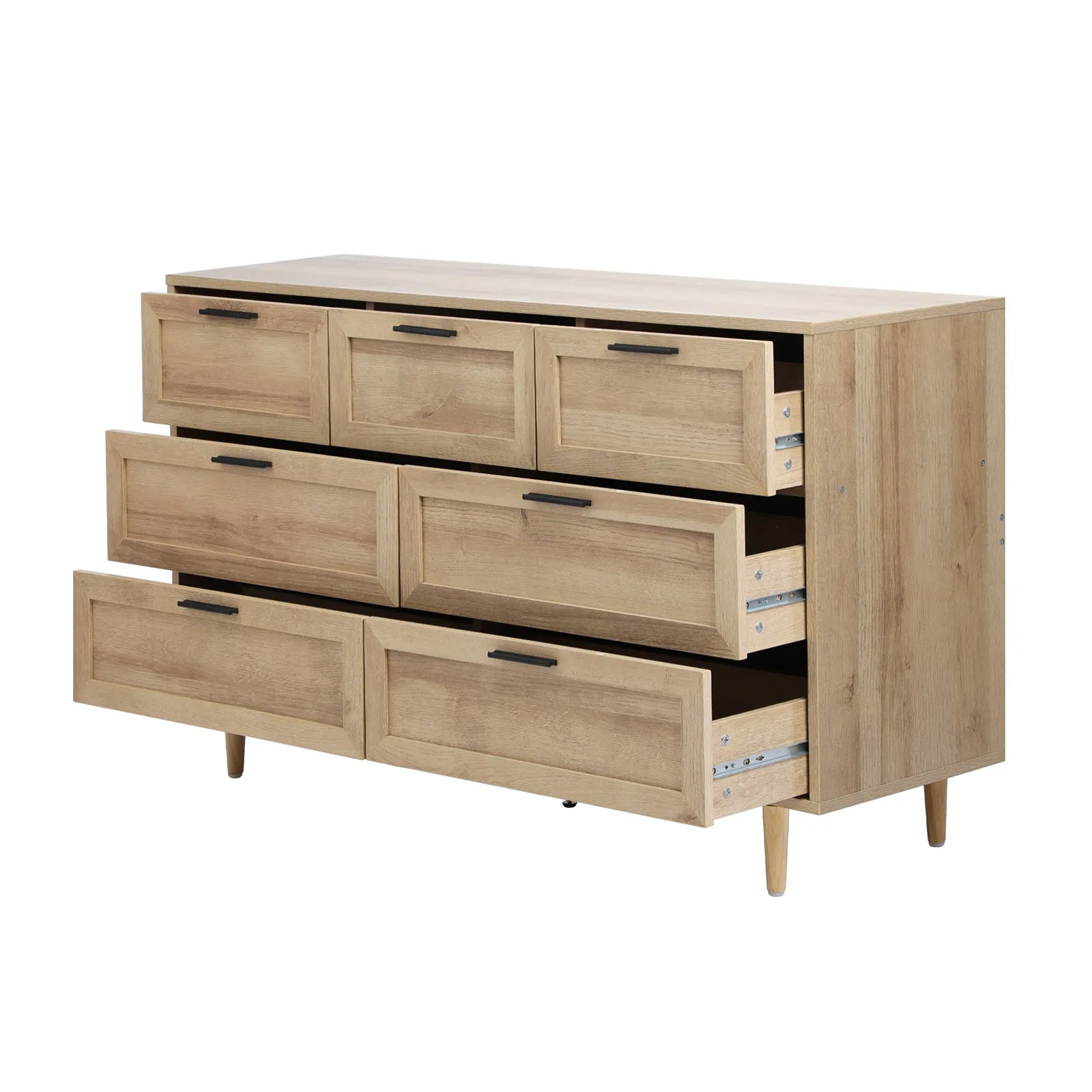 Oikiture 7 Chest of Drawers Dresser Chest Storage Cabinet Tallboy Natural