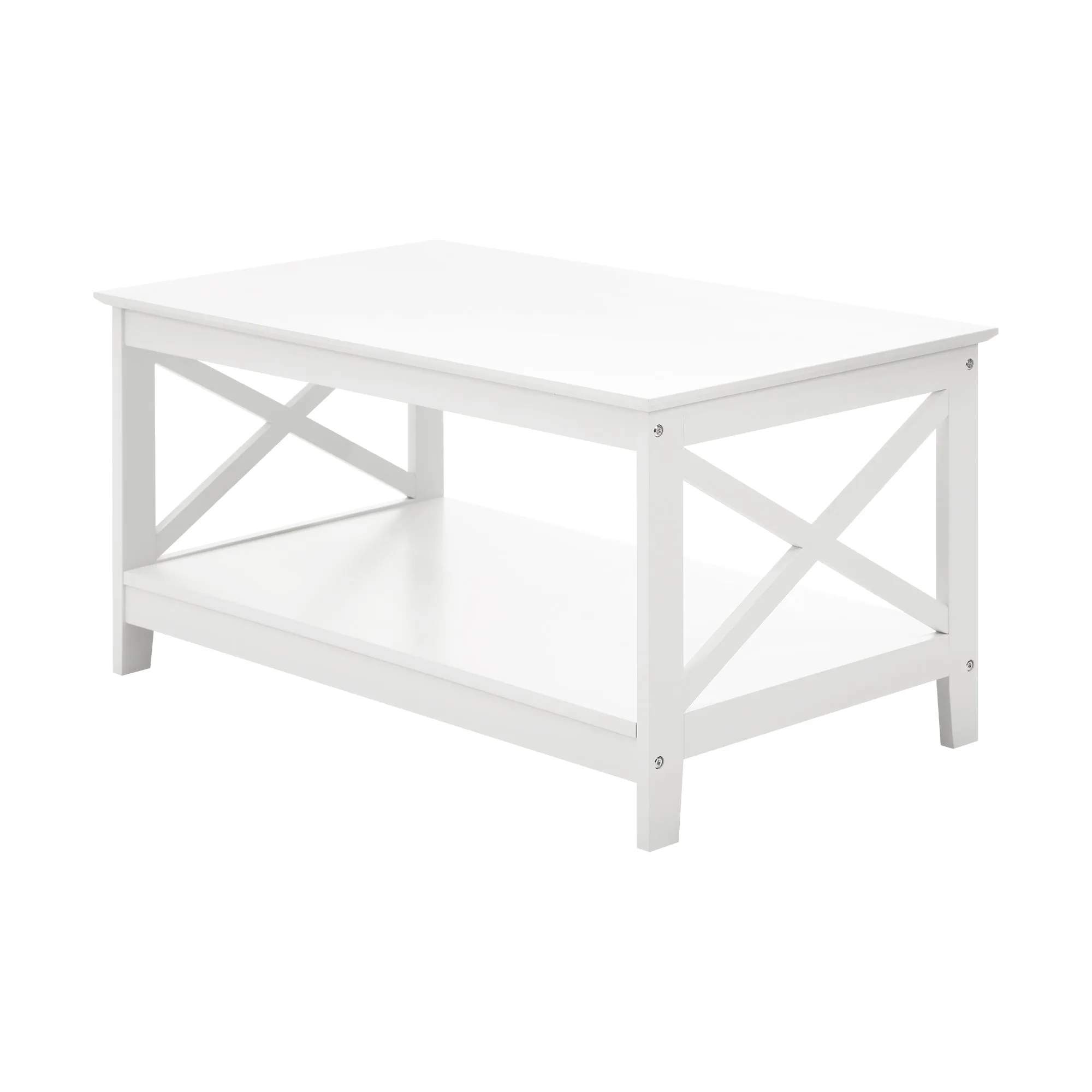Oikiture Coffee Table Side Tables Storage Rack Shelf 2-Tier Hamptons Furniture