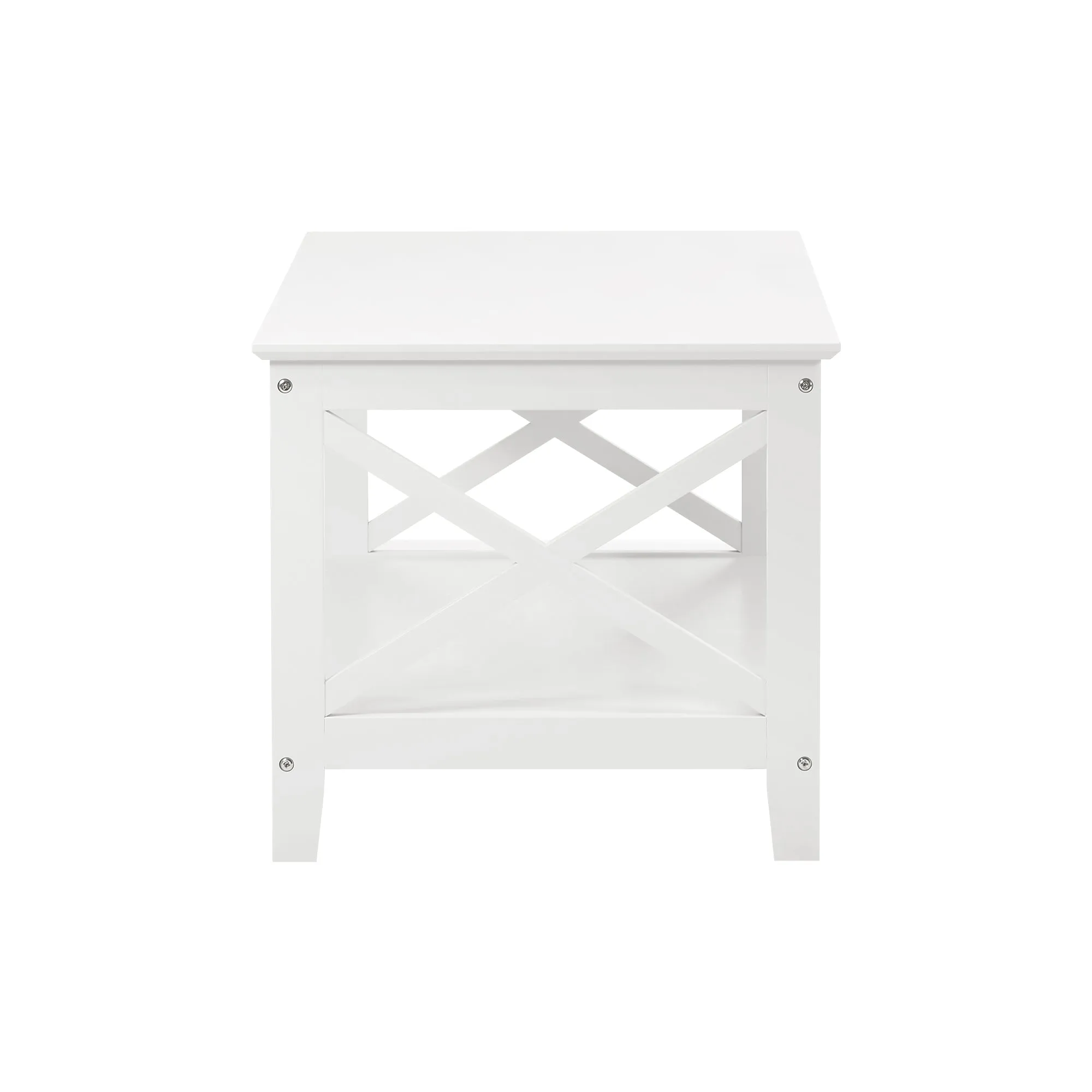 Oikiture Coffee Table Side Tables Storage Rack Shelf 2-Tier Hamptons Furniture