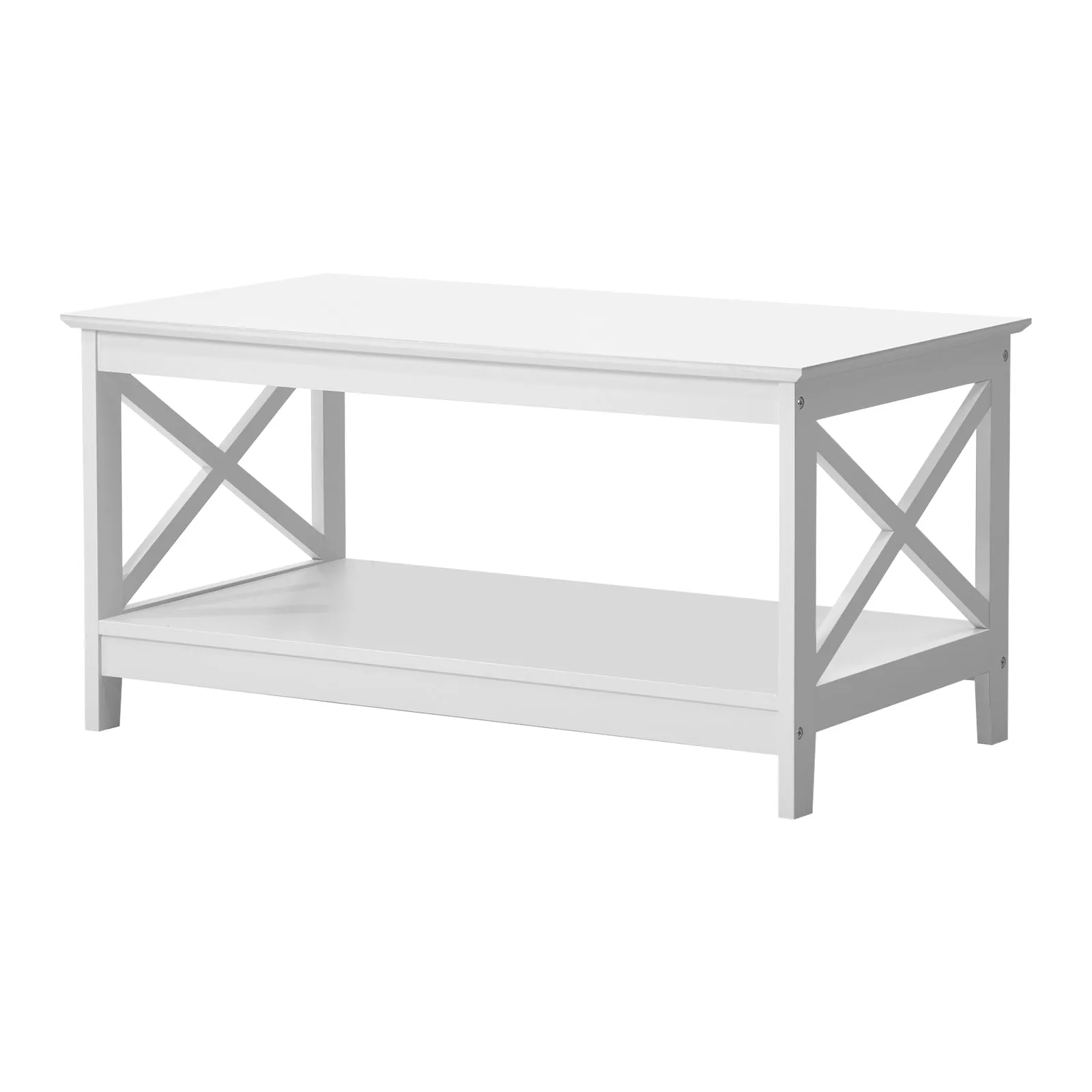 Oikiture Coffee Table Side Tables Storage Rack Shelf 2-Tier Hamptons Furniture