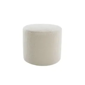 Open Box - 19" Round Pouf Ottoman White Faux Shearling - WOVENBYRD