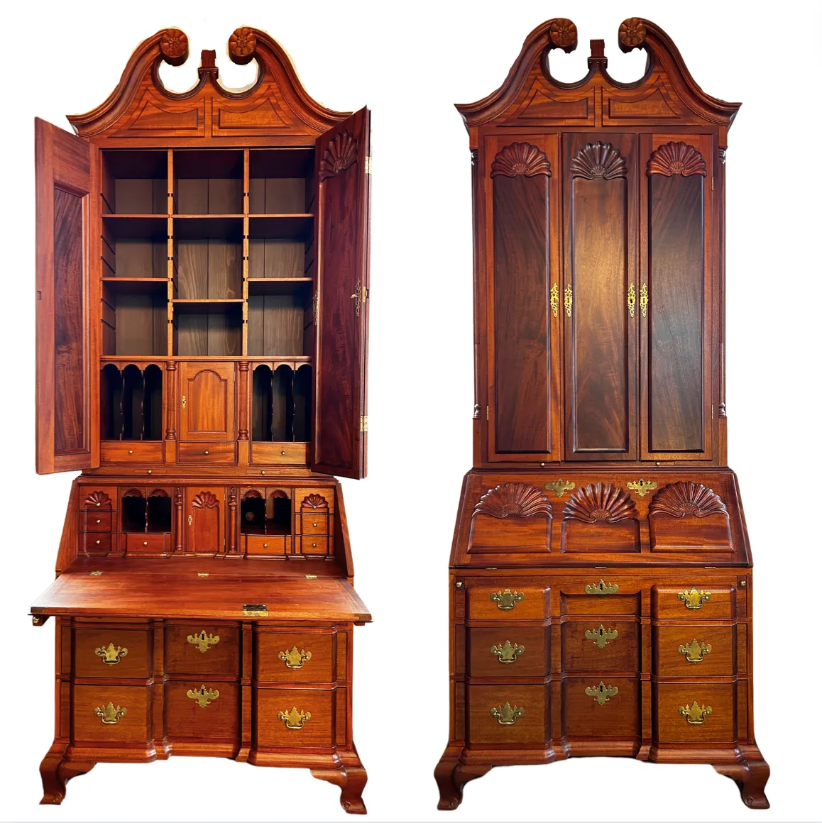 Original Chippendale Secretary Cabinet, Desk in Mahogany