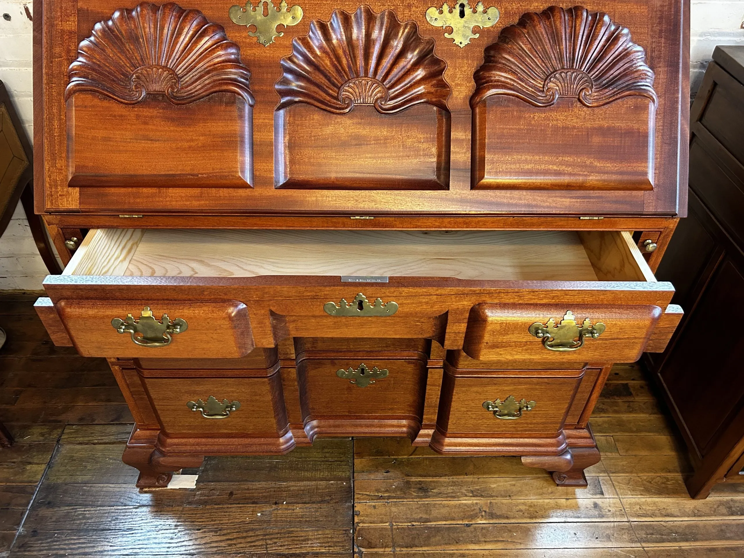 Original Chippendale Secretary Cabinet, Desk in Mahogany