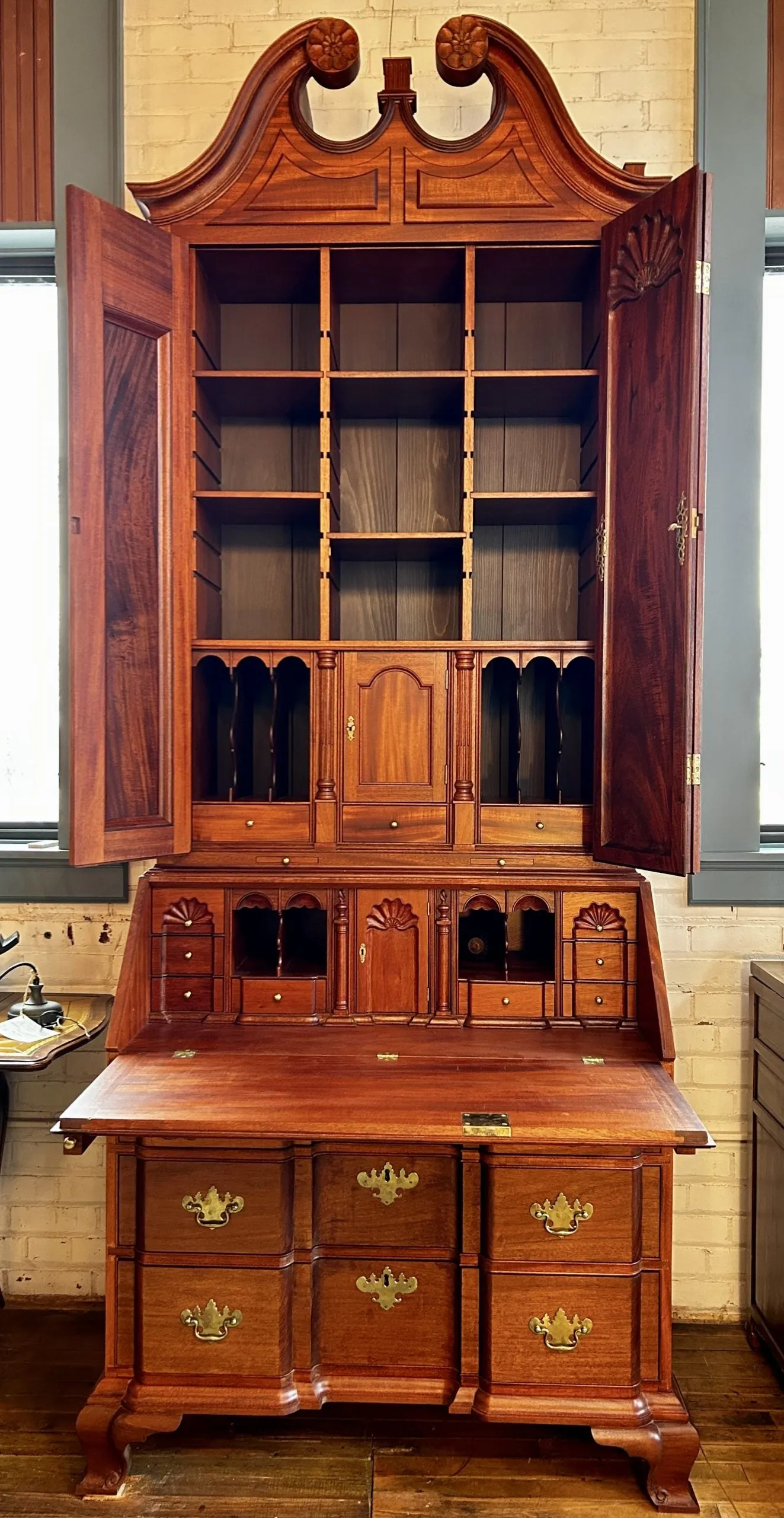 Original Chippendale Secretary Cabinet, Desk in Mahogany