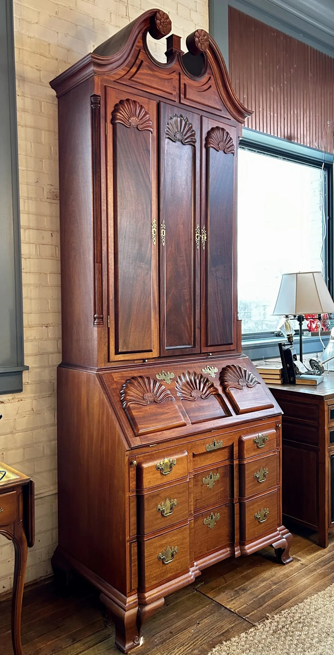 Original Chippendale Secretary Cabinet, Desk in Mahogany