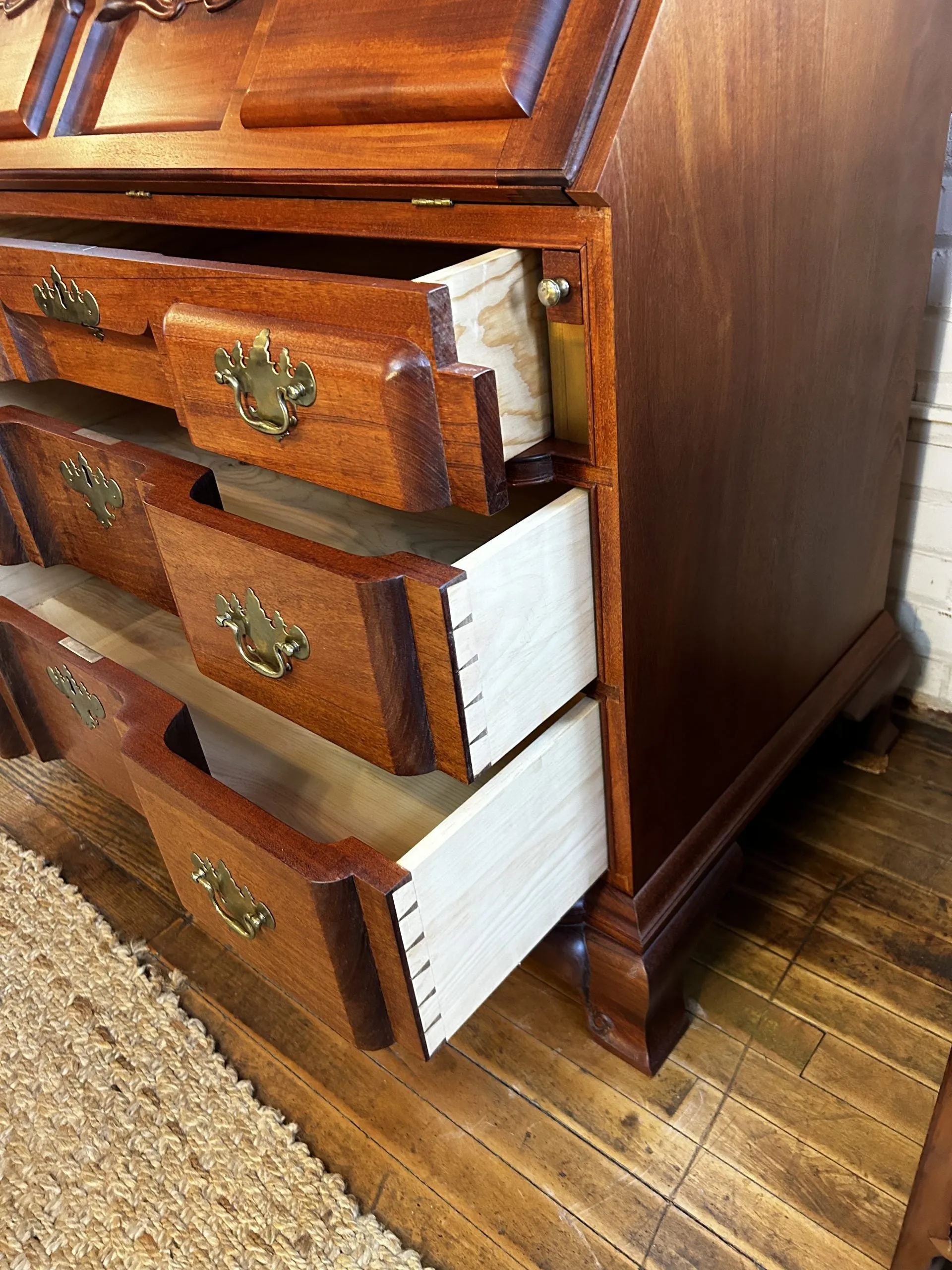 Original Chippendale Secretary Cabinet, Desk in Mahogany