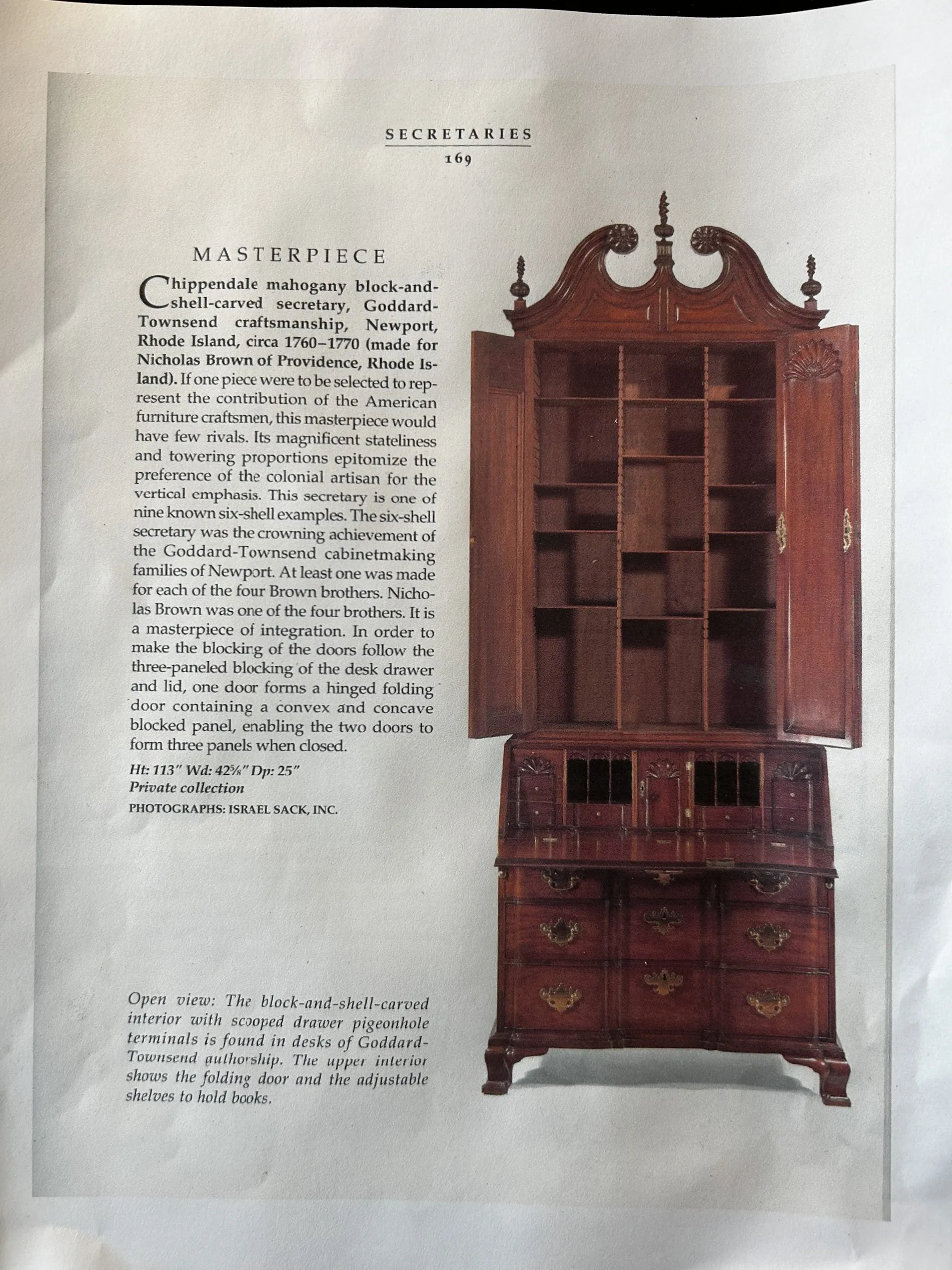 Original Chippendale Secretary Cabinet, Desk in Mahogany