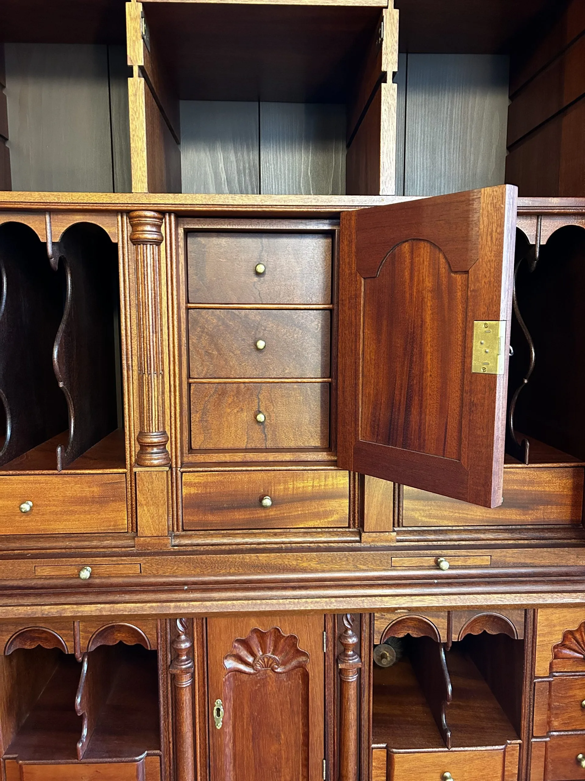 Original Chippendale Secretary Cabinet, Desk in Mahogany