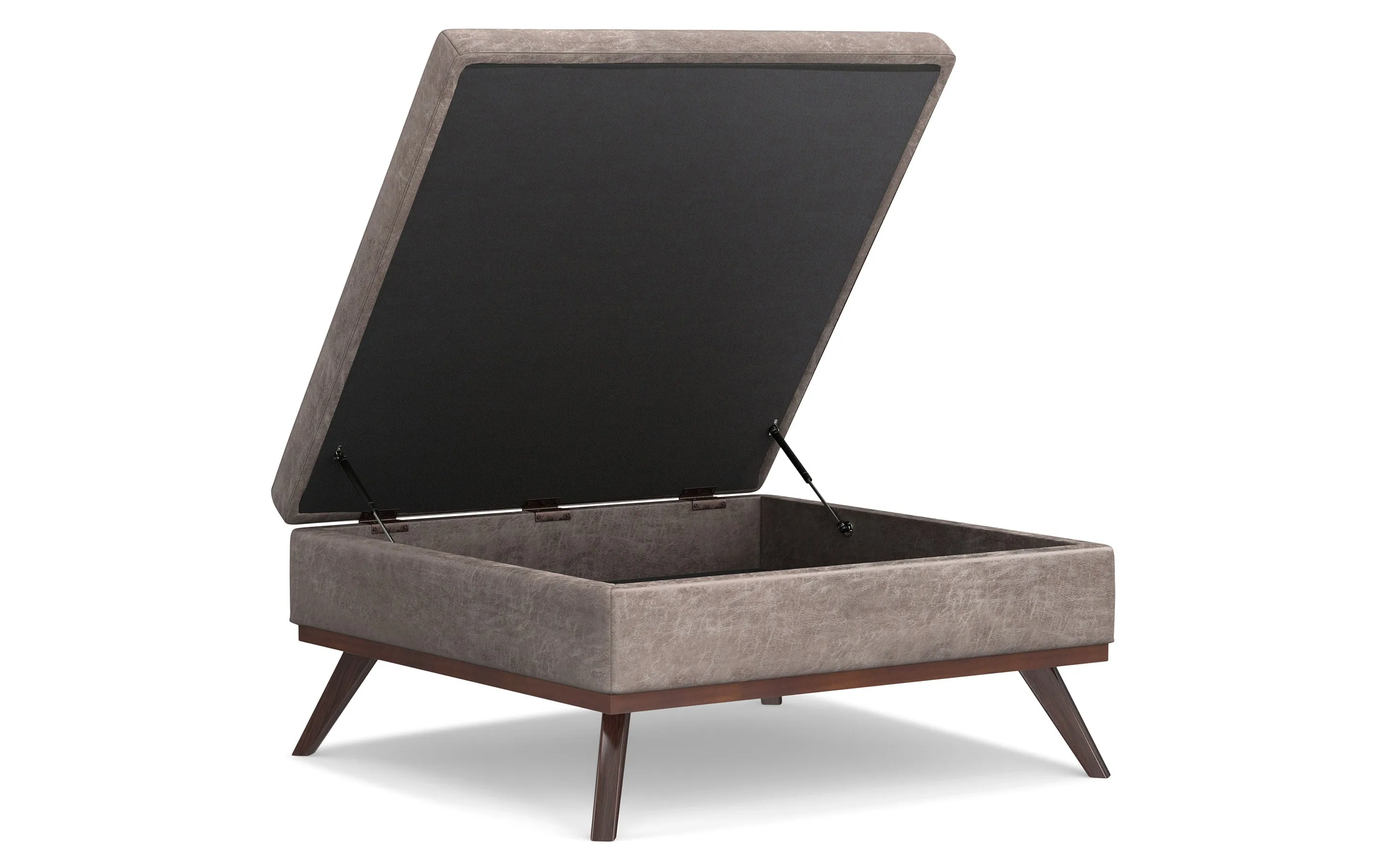 Owen XL Square Coffee Table Storage Ottoman in Distressed Vegan Leather