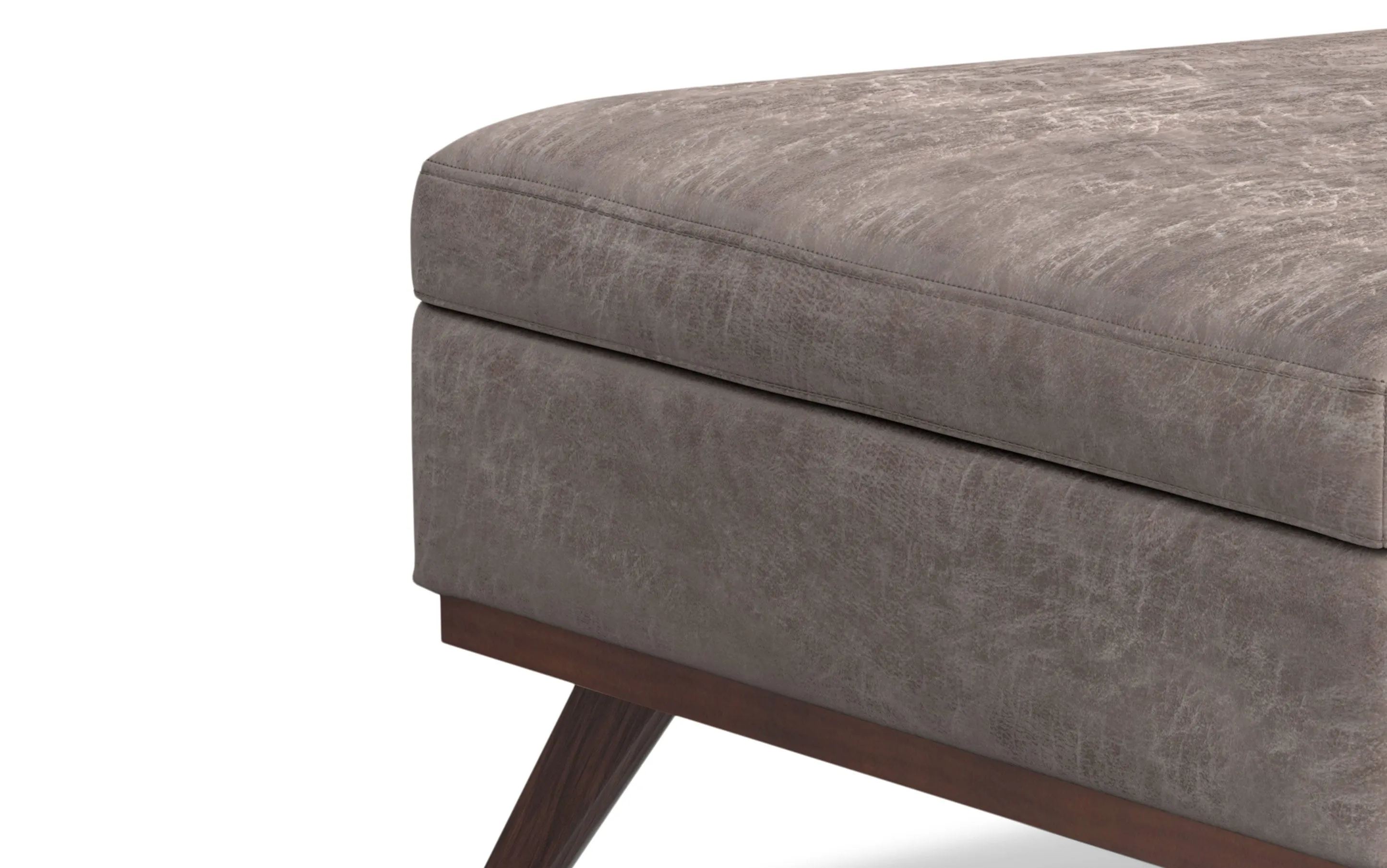 Owen XL Square Coffee Table Storage Ottoman in Distressed Vegan Leather
