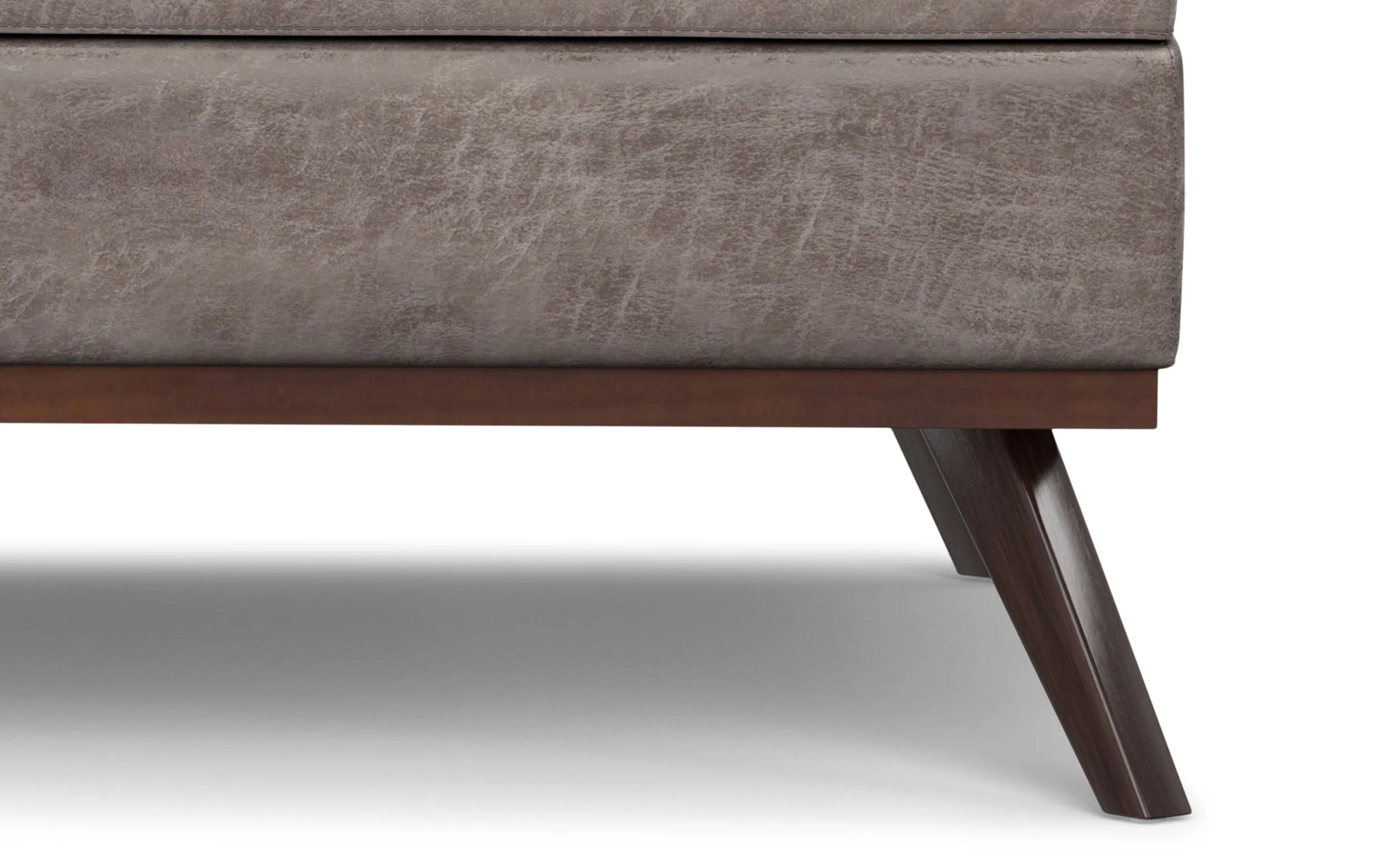 Owen XL Square Coffee Table Storage Ottoman in Distressed Vegan Leather