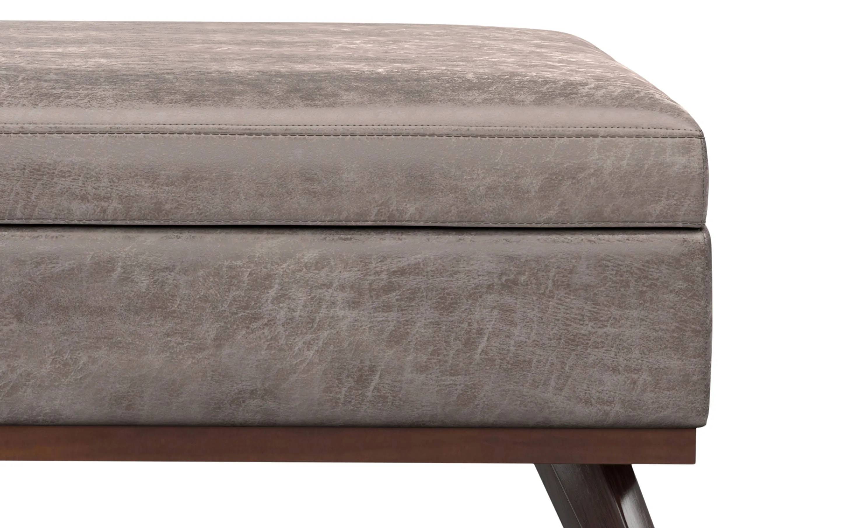 Owen XL Square Coffee Table Storage Ottoman in Distressed Vegan Leather