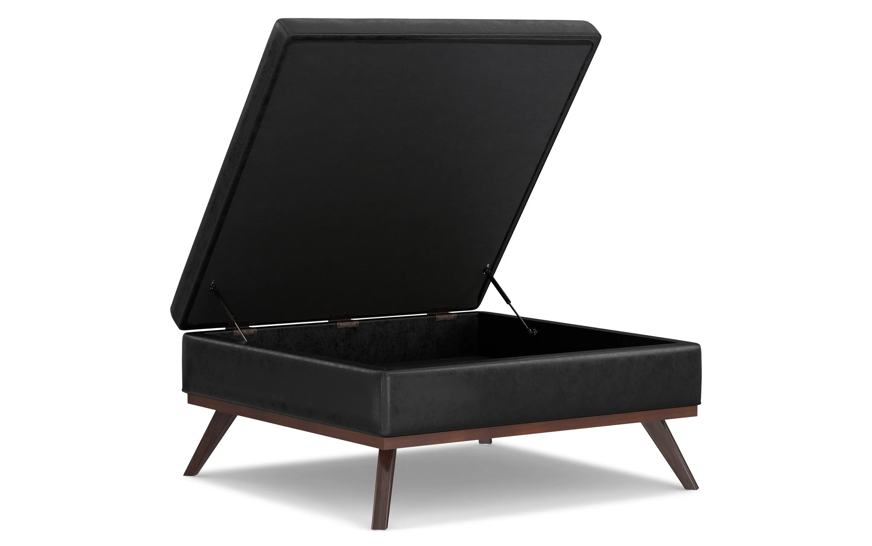 Owen XL Square Coffee Table Storage Ottoman in Distressed Vegan Leather