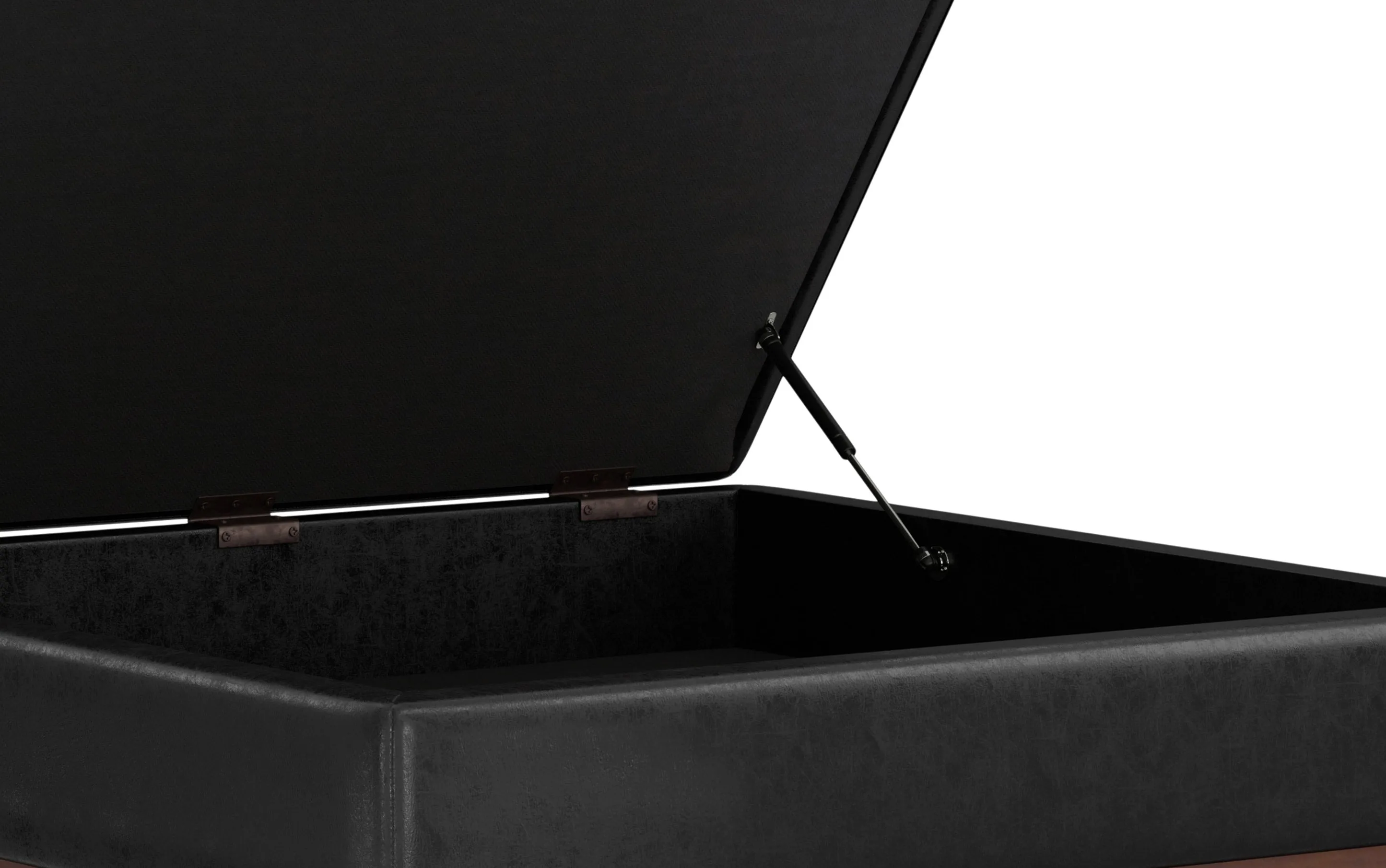 Owen XL Square Coffee Table Storage Ottoman in Distressed Vegan Leather