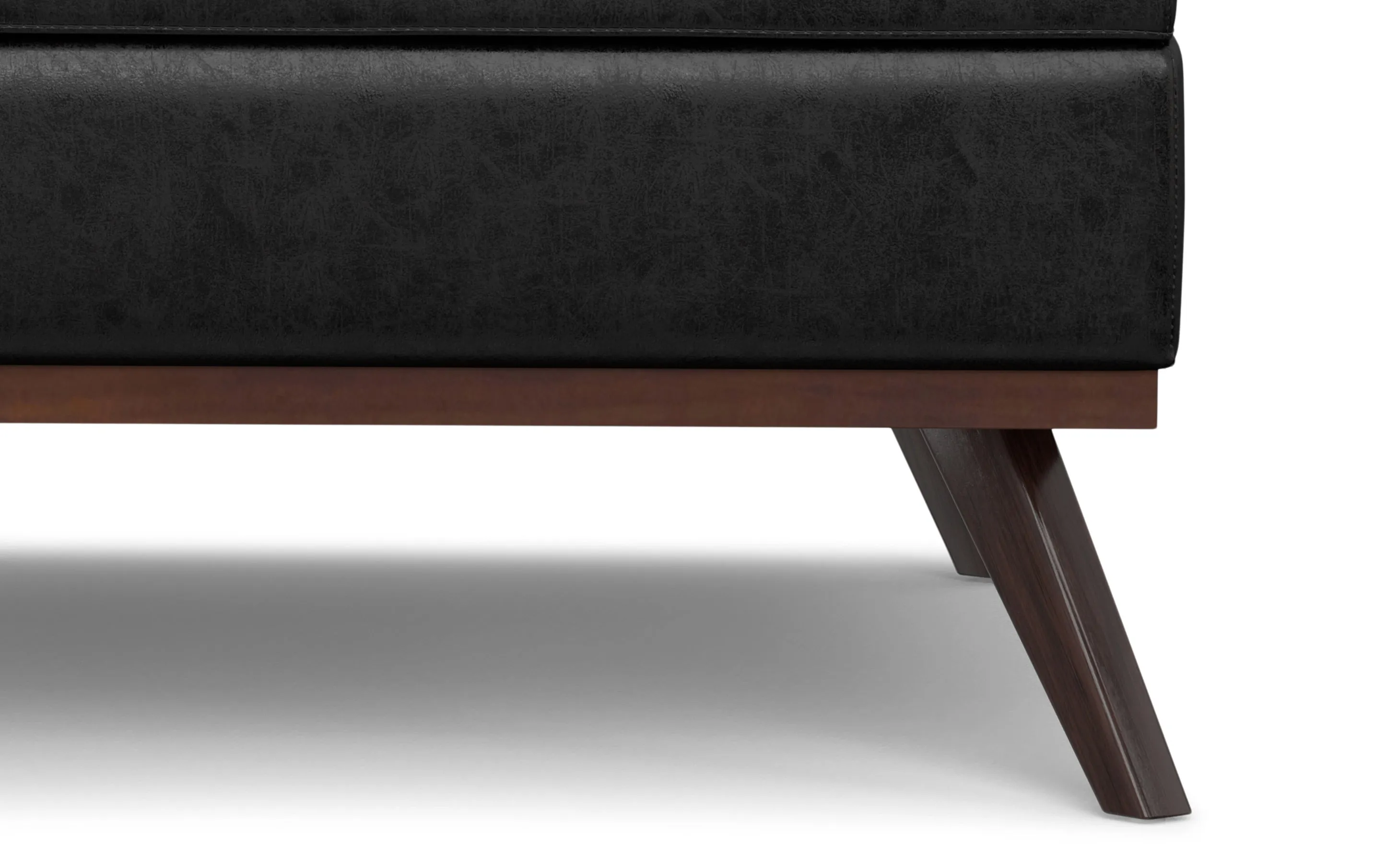 Owen XL Square Coffee Table Storage Ottoman in Distressed Vegan Leather