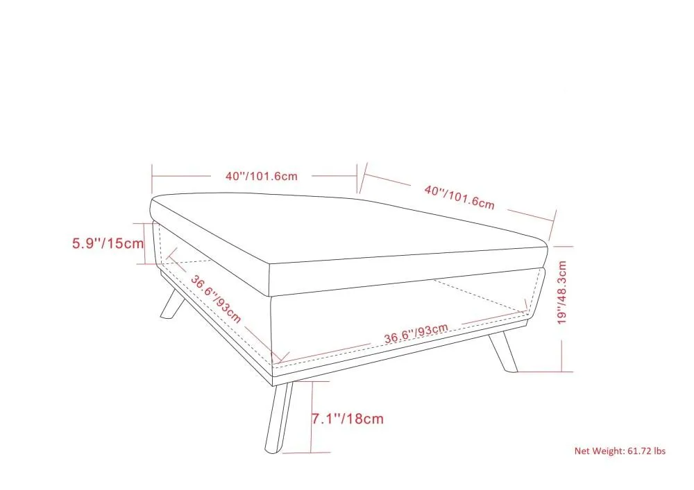 Owen XL Square Coffee Table Storage Ottoman in Distressed Vegan Leather