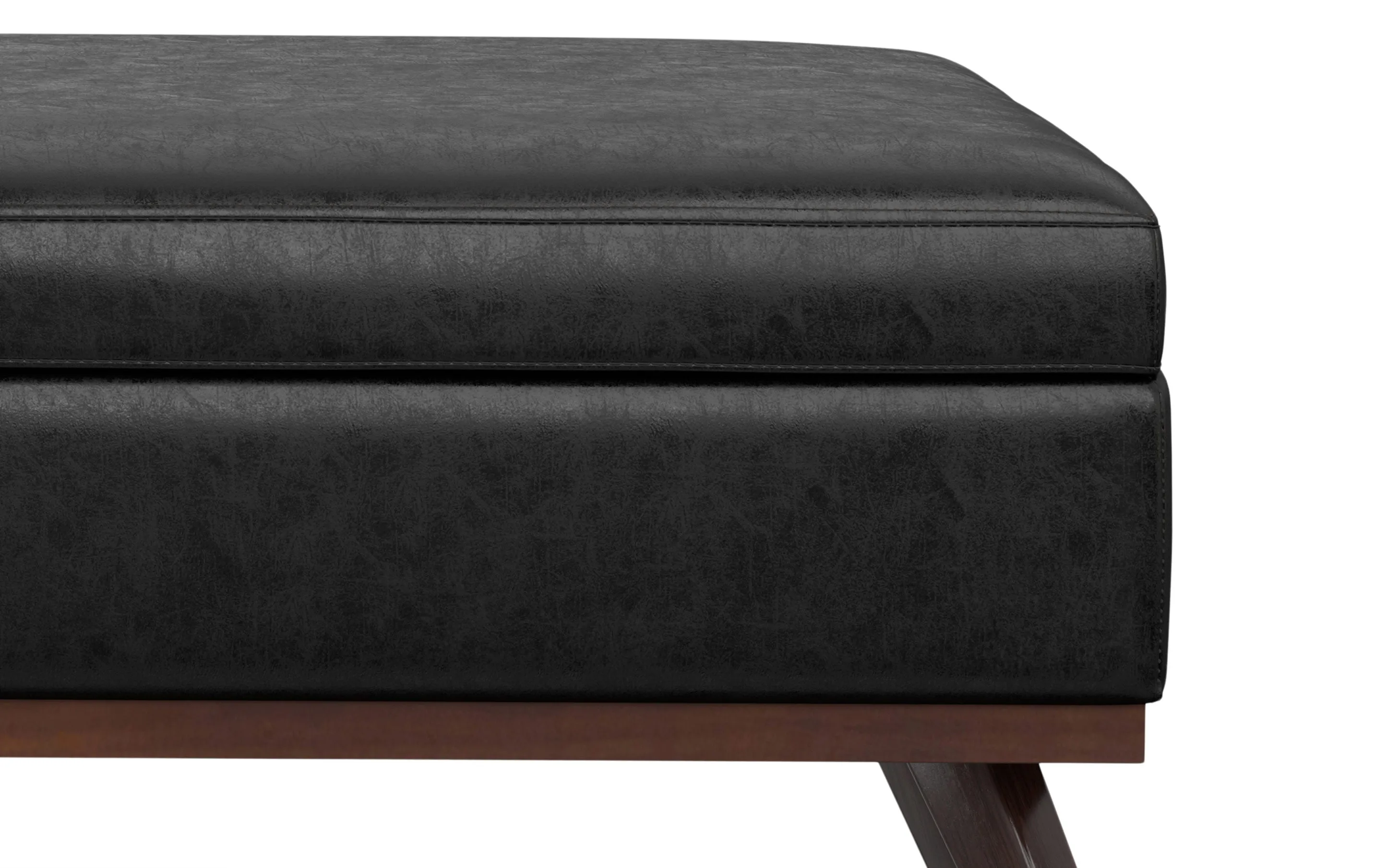 Owen XL Square Coffee Table Storage Ottoman in Distressed Vegan Leather