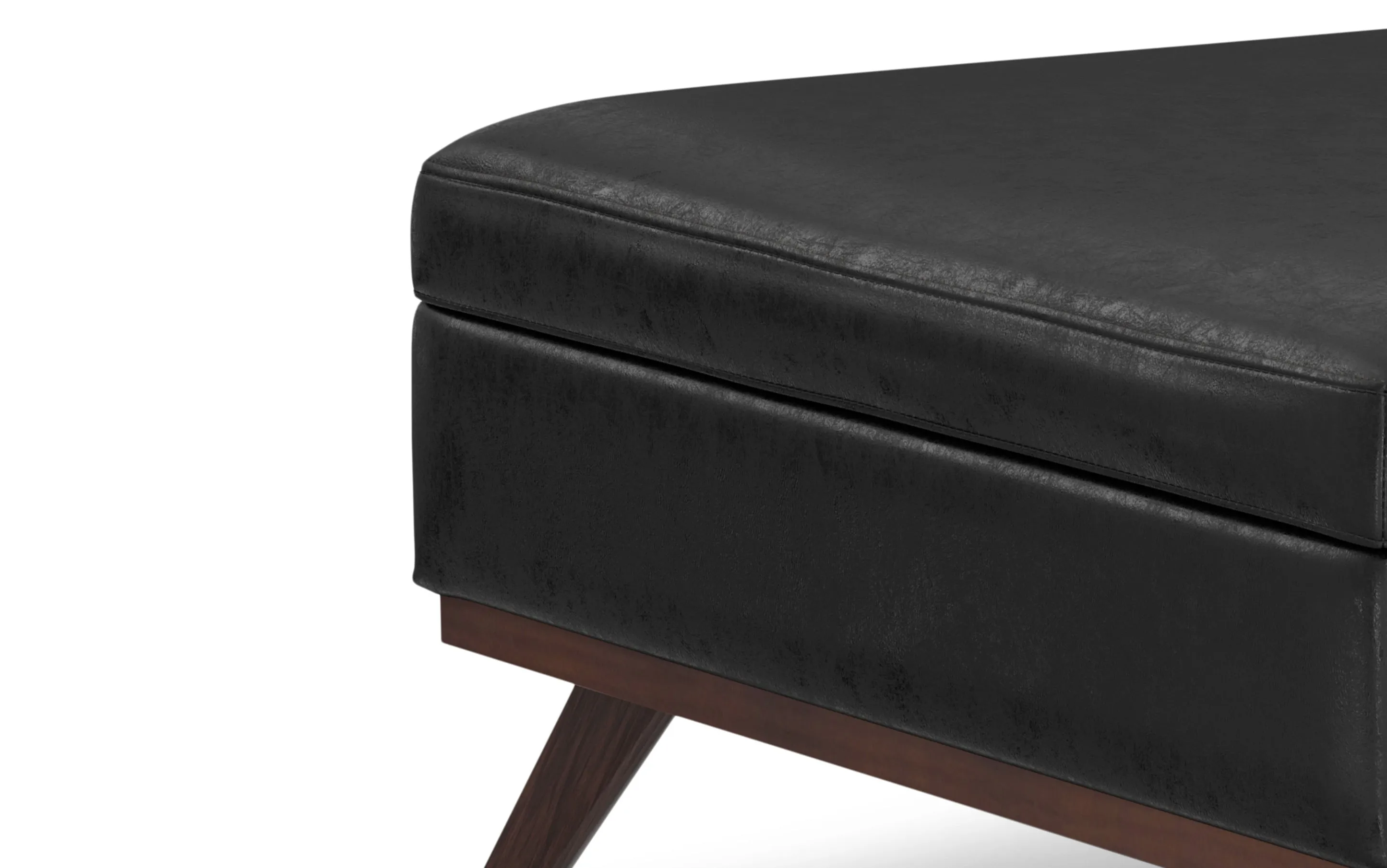 Owen XL Square Coffee Table Storage Ottoman in Distressed Vegan Leather