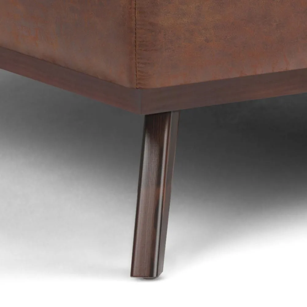 Owen XL Square Coffee Table Storage Ottoman in Distressed Vegan Leather