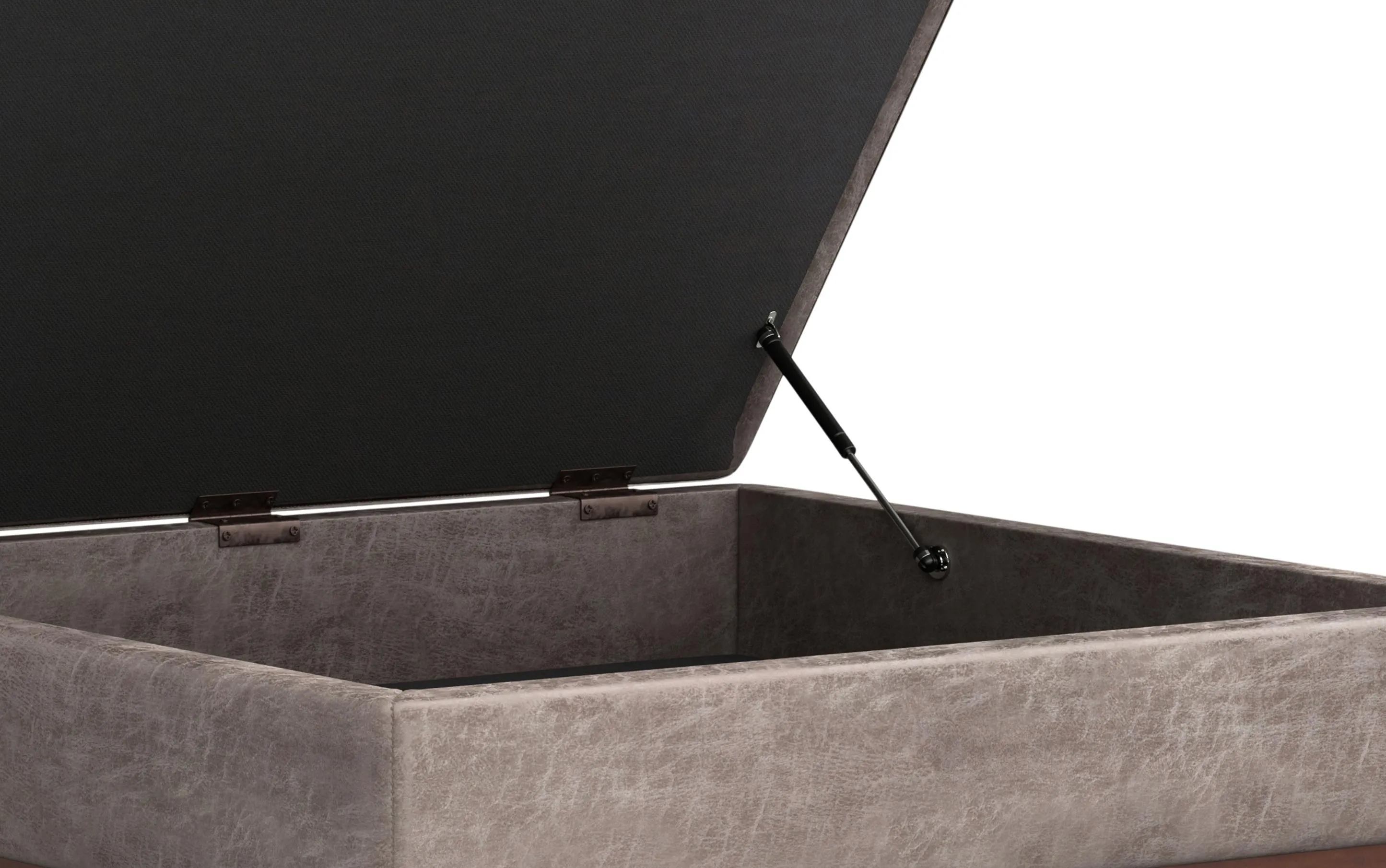 Owen XL Square Coffee Table Storage Ottoman in Distressed Vegan Leather