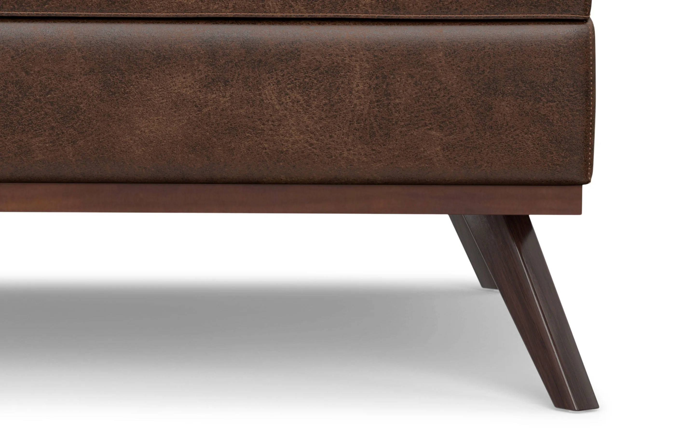 Owen XL Square Coffee Table Storage Ottoman in Distressed Vegan Leather