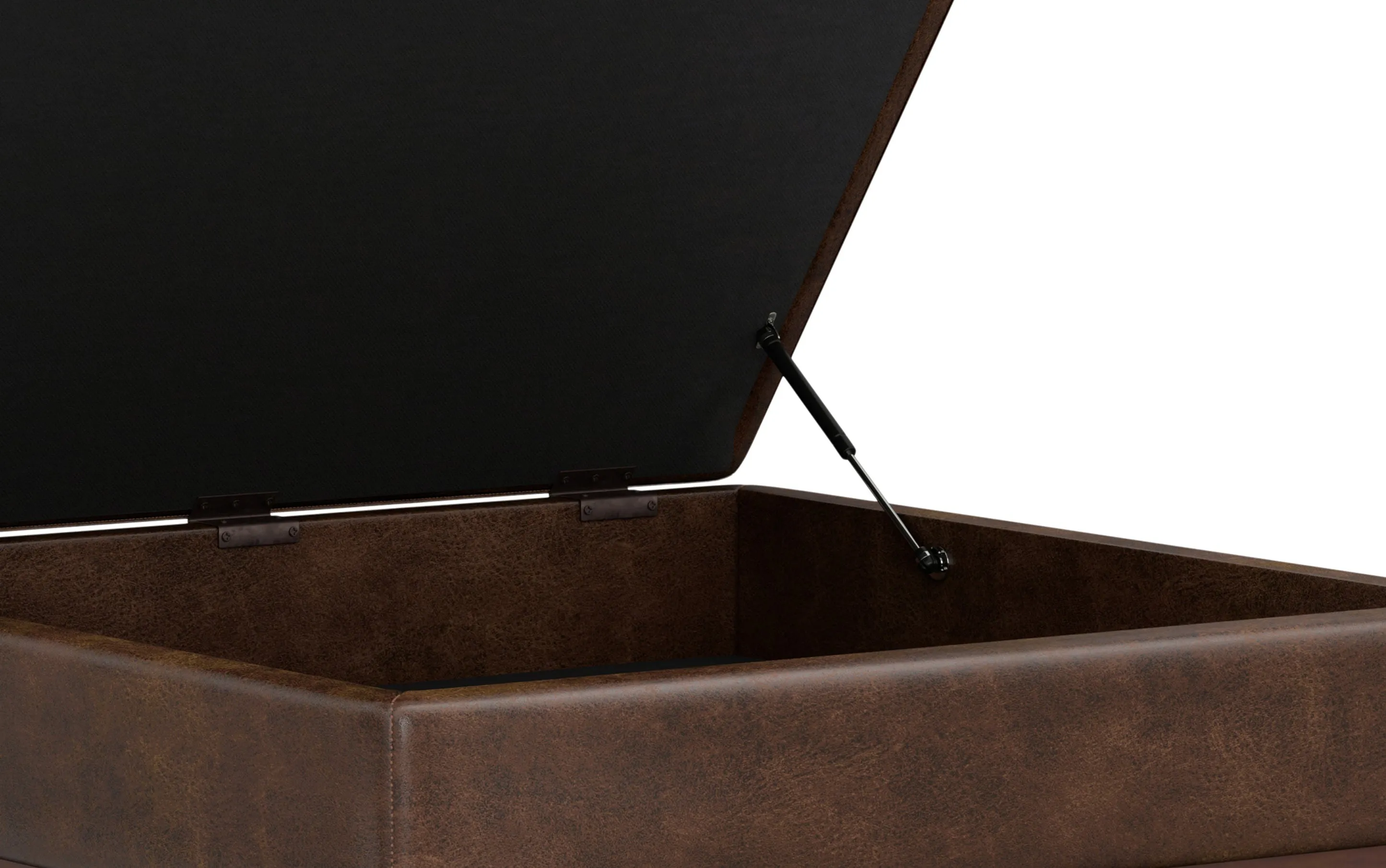 Owen XL Square Coffee Table Storage Ottoman in Distressed Vegan Leather