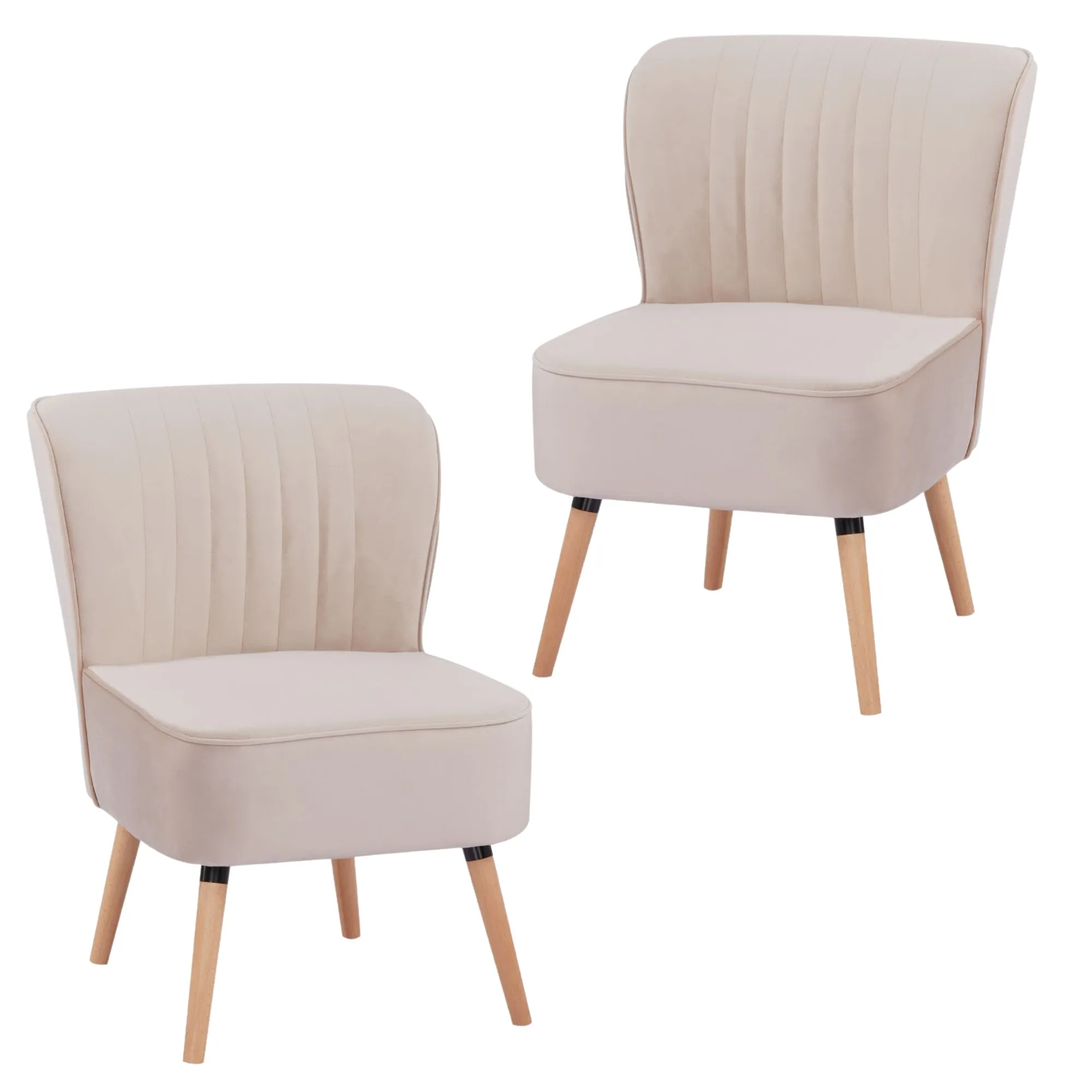 Pink Fabric Upholstered Sofa Accent Chair Set, 2-Piece