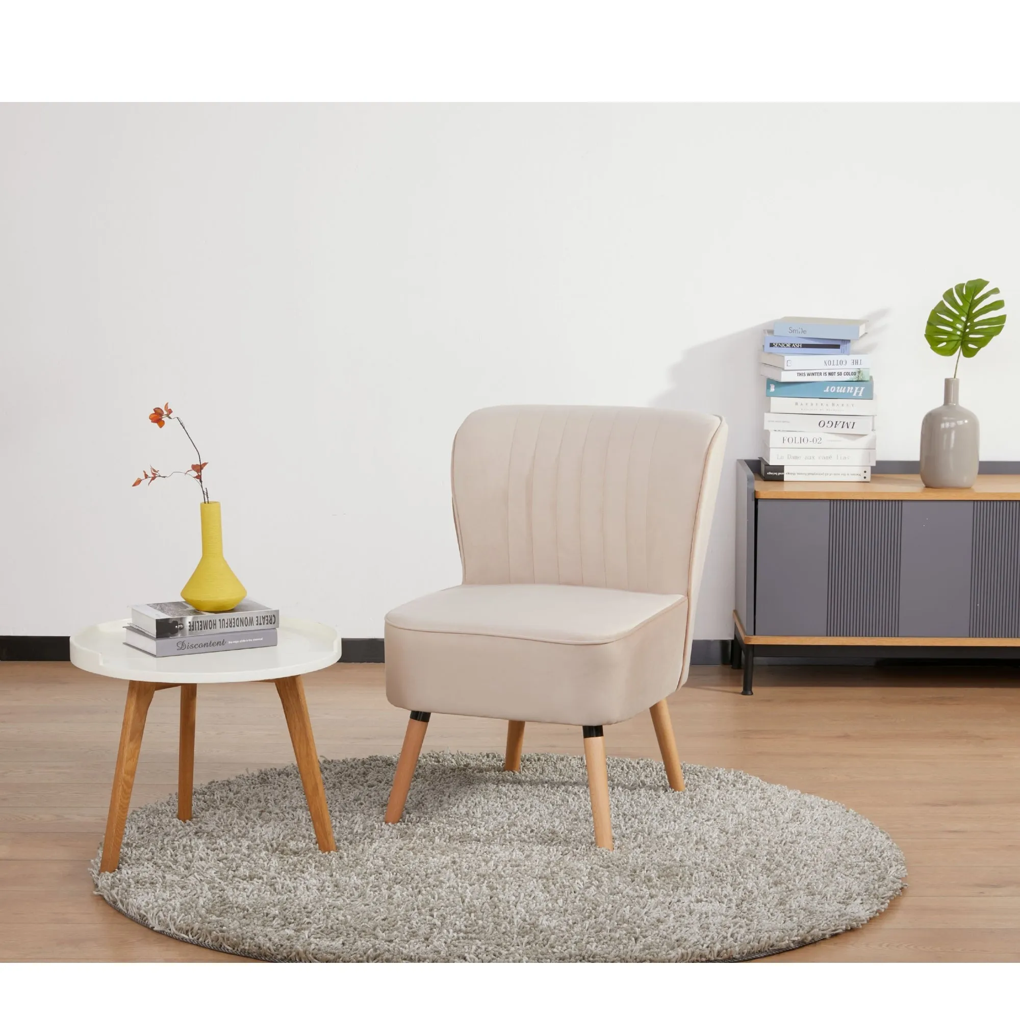 Pink Fabric Upholstered Sofa Accent Chair Set, 2-Piece