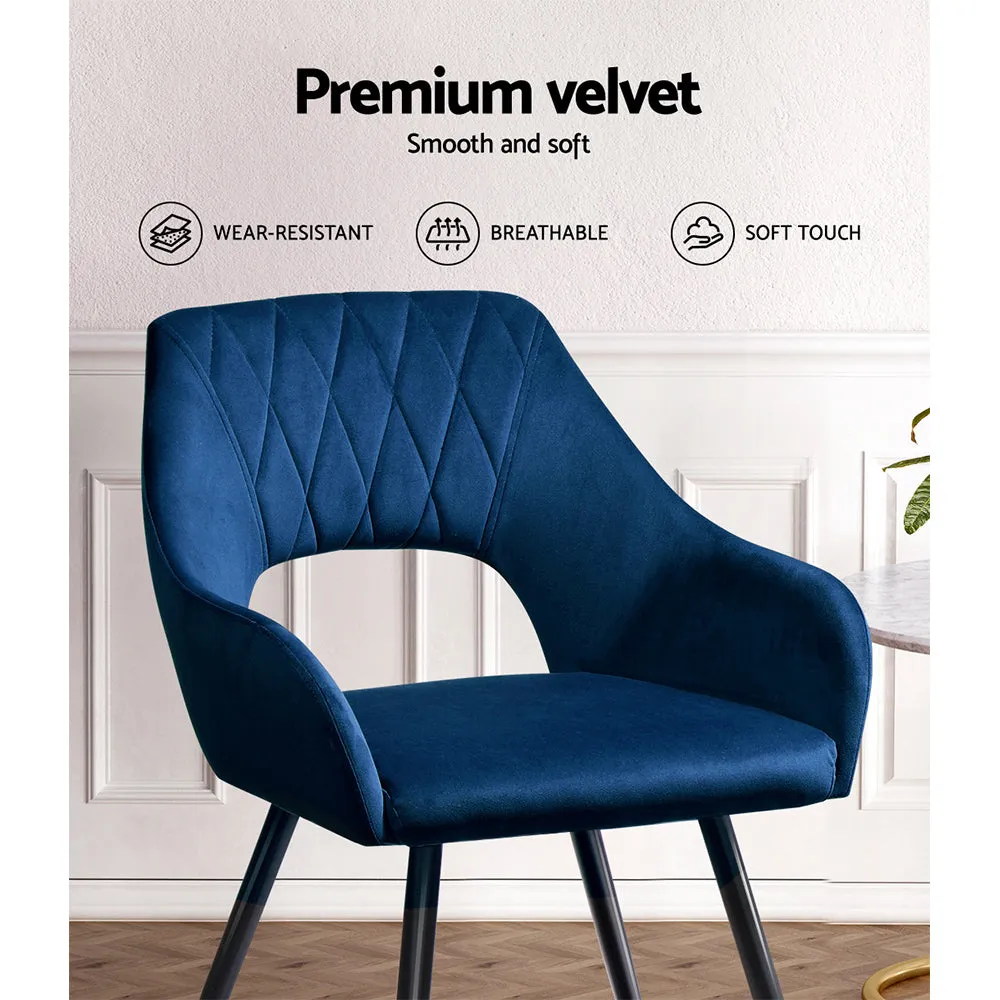 Plush Velvet Dining Chairs Set of 2 with Steel Legs | Artiss