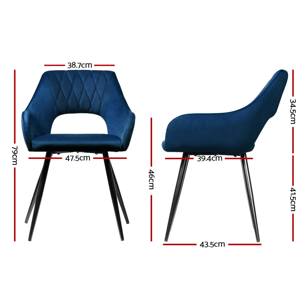Plush Velvet Dining Chairs Set of 2 with Steel Legs | Artiss