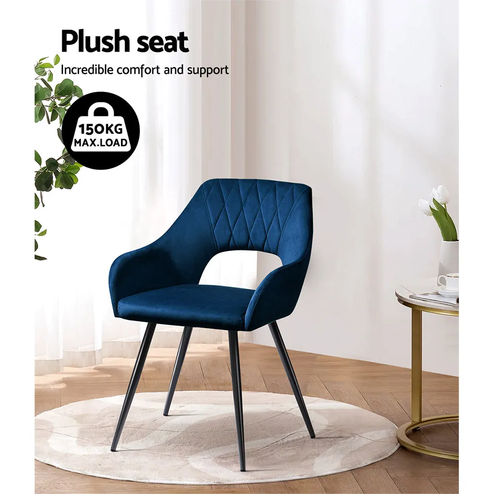 Plush Velvet Dining Chairs Set of 2 with Steel Legs | Artiss